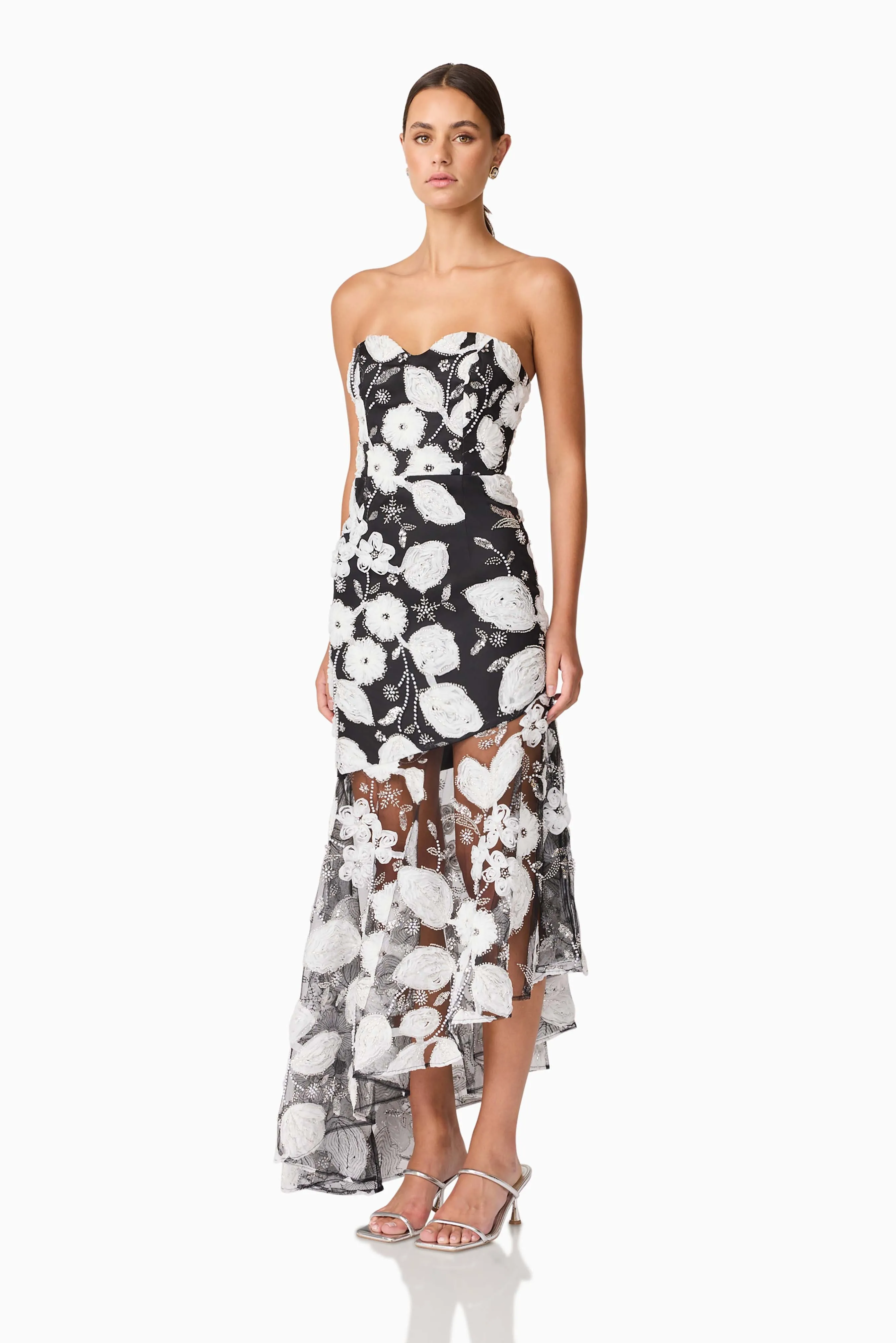 Carol Strapless Gown in Black & White sold by Elliatt product image thumbnail 3