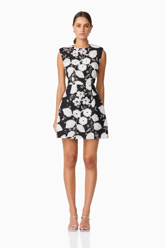 Carol Tulip Mini Dress in Black & White sold by Elliatt