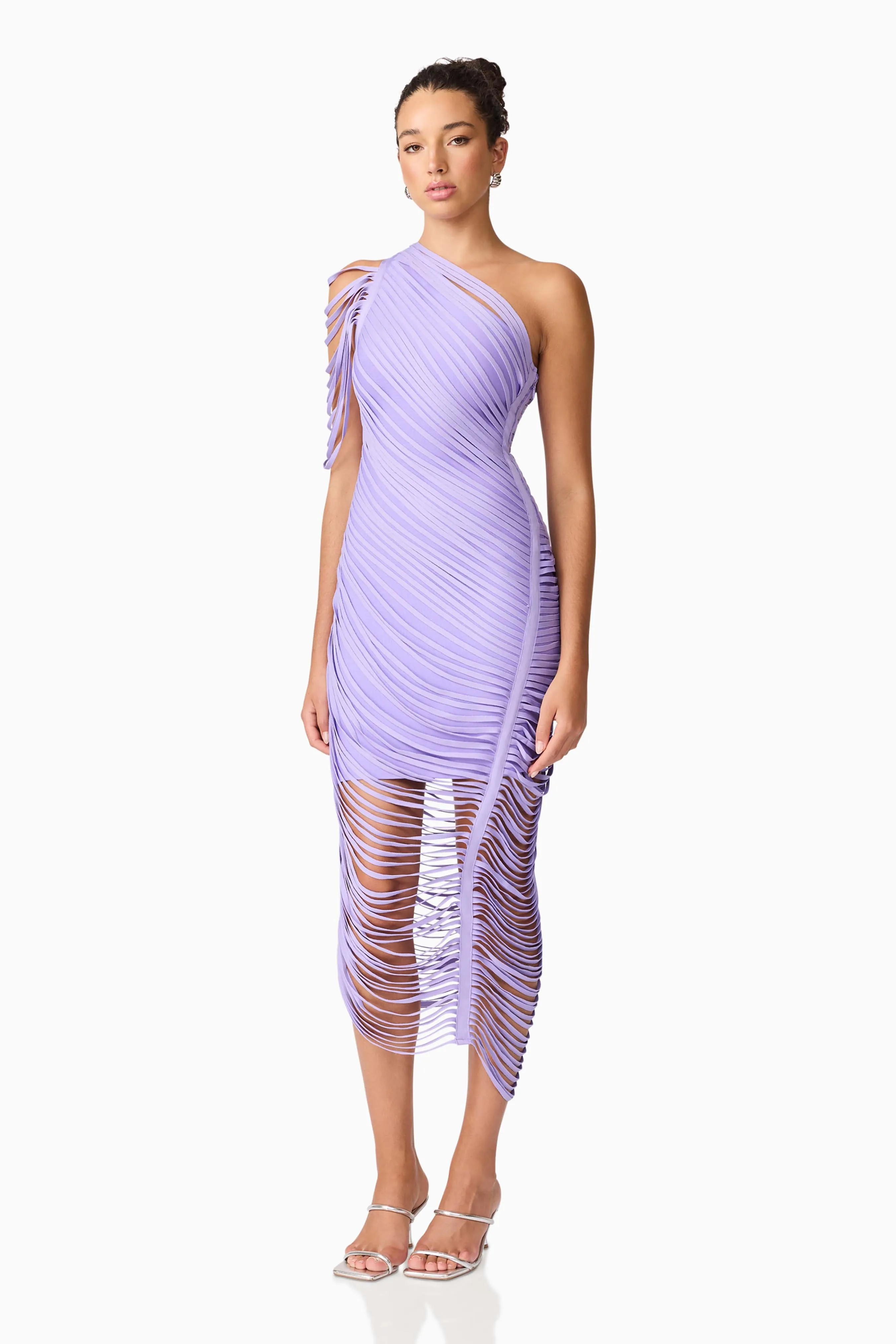 Alya Asymmetrical Midi Dress in Purple sold by Elliatt product image thumbnail 4