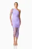 Alya Asymmetrical Midi Dress in Purple sold by Elliatt