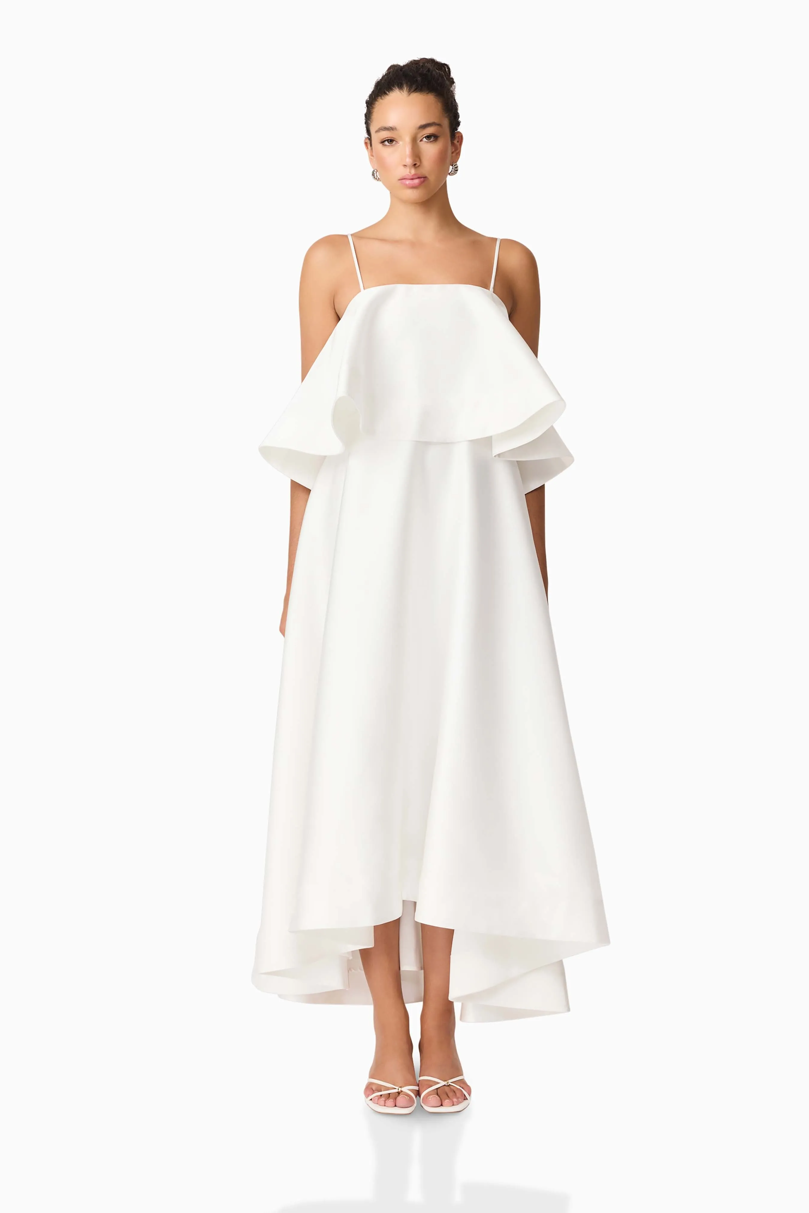 Reyna Tiered Maxi Dress in White sold by Elliatt