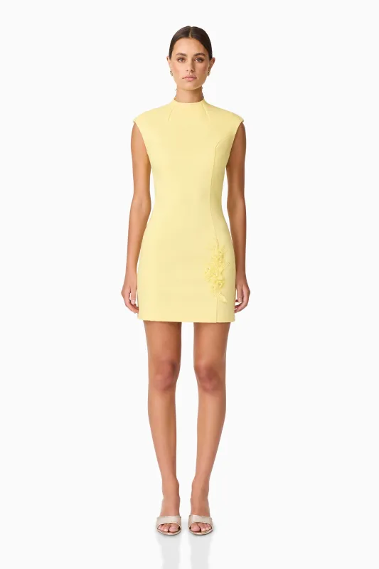 Evee High Neck Mini Dress in Yellow sold by Elliatt
