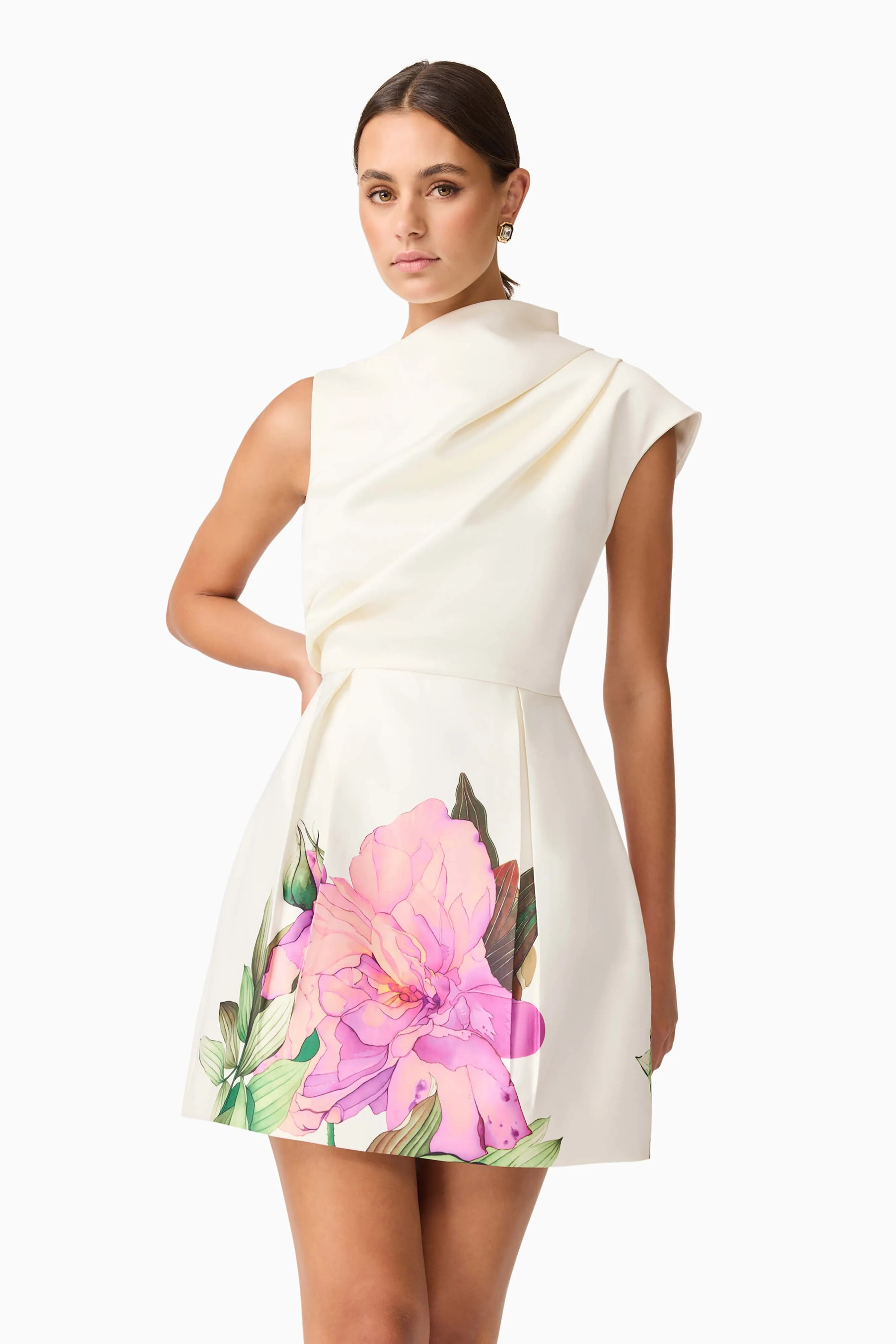 Azelie Asymmetrical Mini Dress in White sold by Elliatt product image thumbnail 2