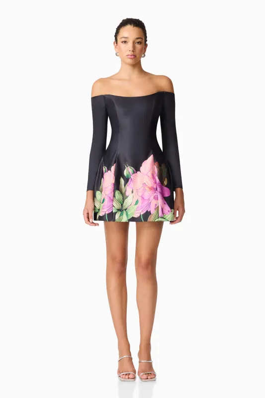 Azelie Off The Shoulder Mini Dress in Black sold by Elliatt