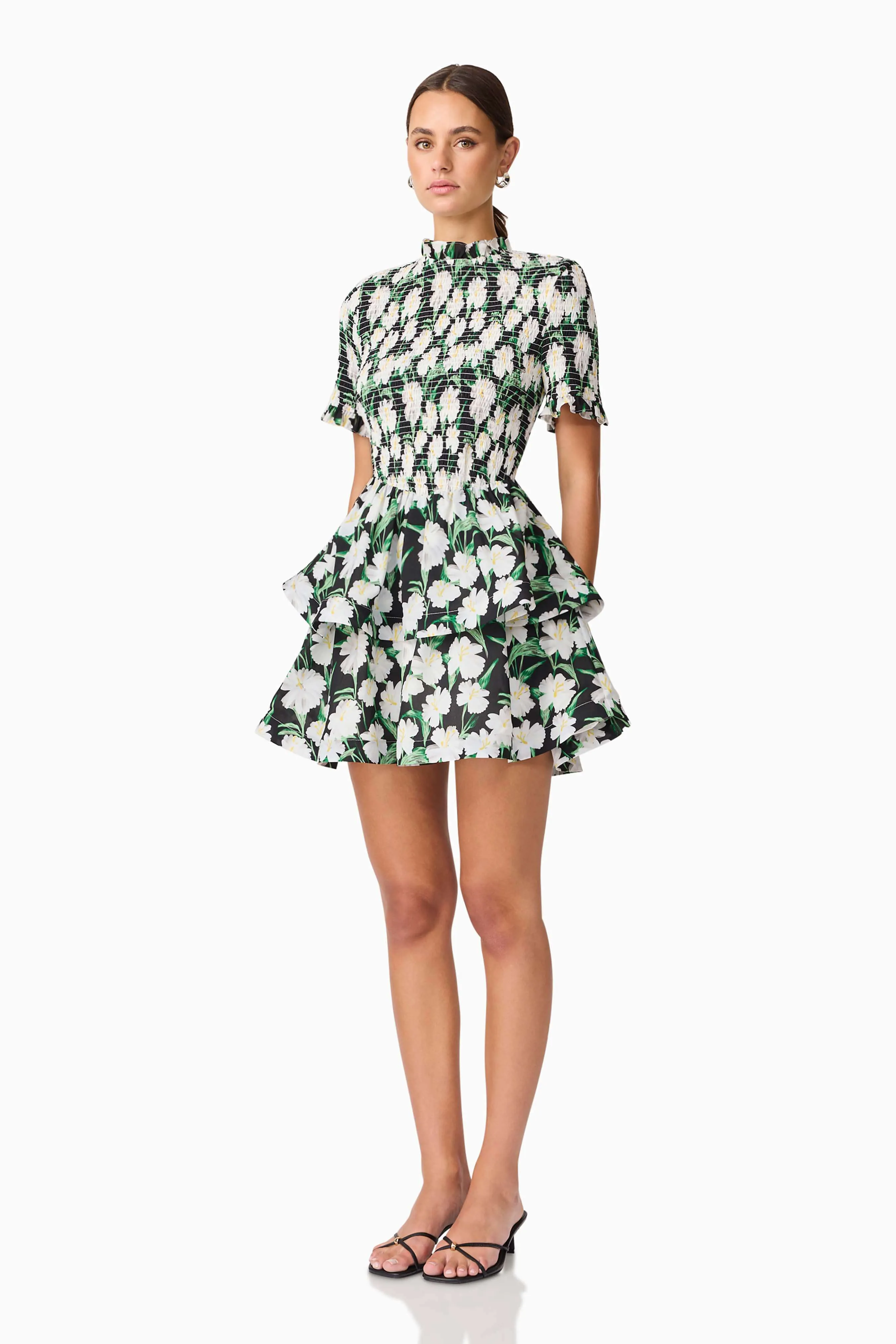 Rosey Short Sleeve Mini Dress in Black Floral sold by Elliatt product image thumbnail 3