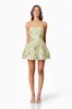 Darner Strapless Mini Dress in Green Floral sold by Elliatt