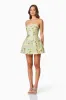 Darner Strapless Mini Dress in Green Floral sold by Elliatt