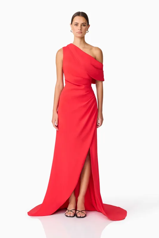 Isadora Off The Shoulder Gown in Red sold by Elliatt