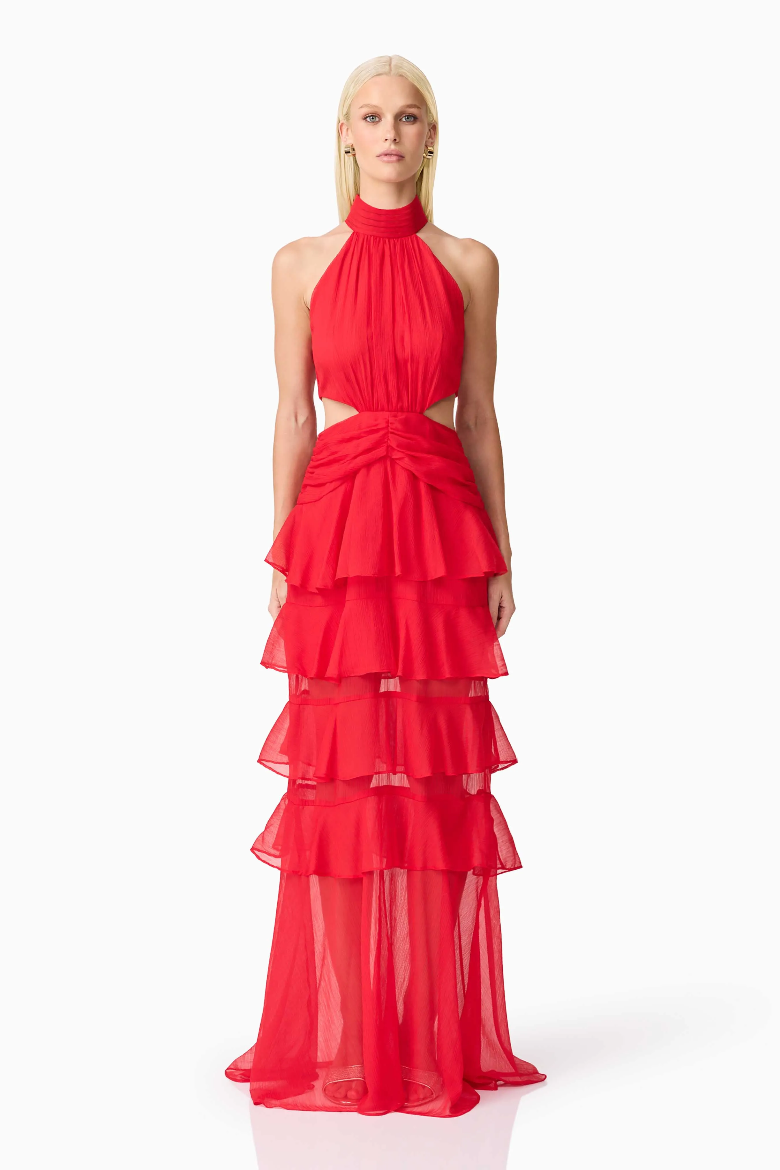 Lilja Halter Neck Maxi Dress in Red sold by Elliatt