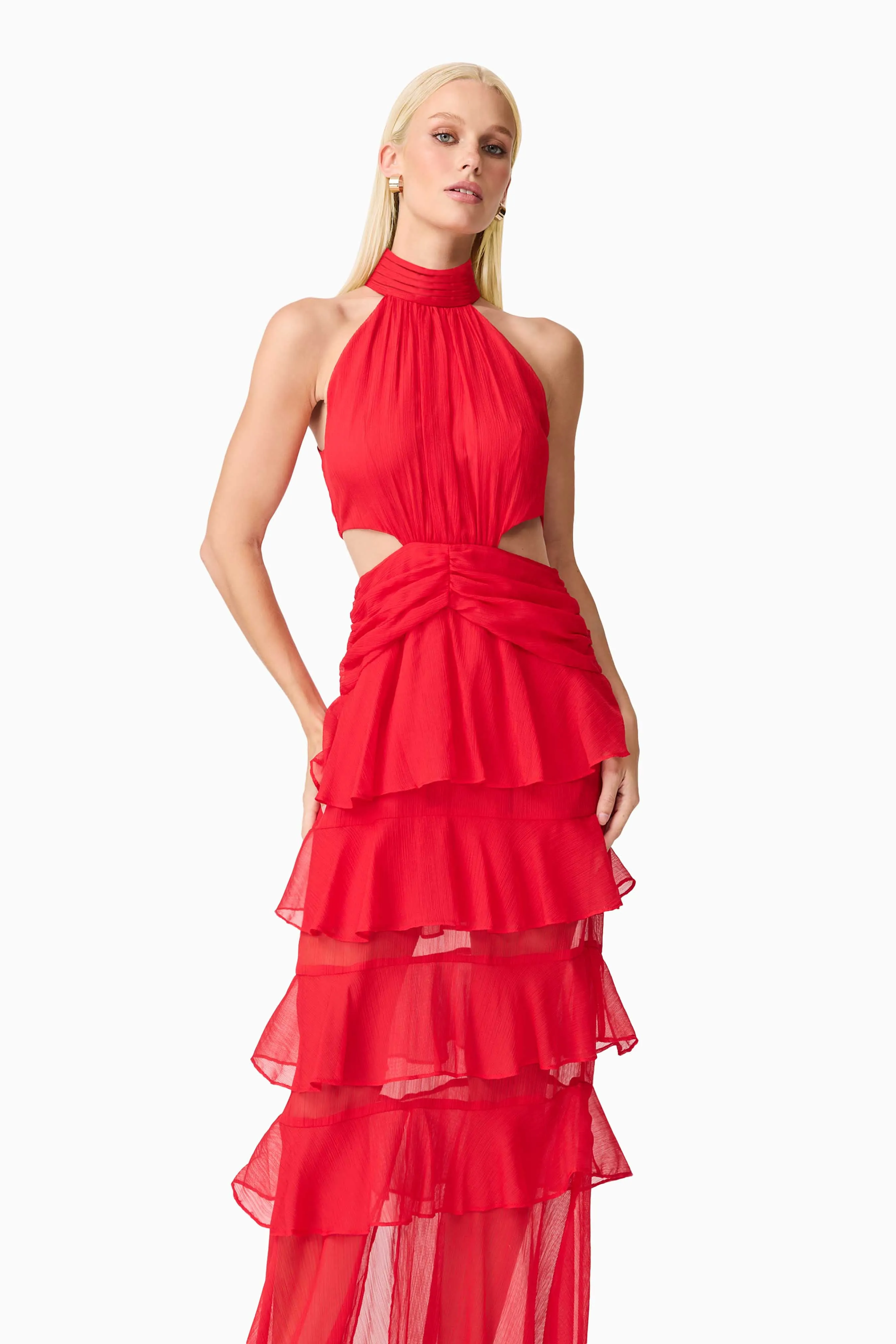 Lilja Halter Neck Maxi Dress in Red sold by Elliatt product image thumbnail 3