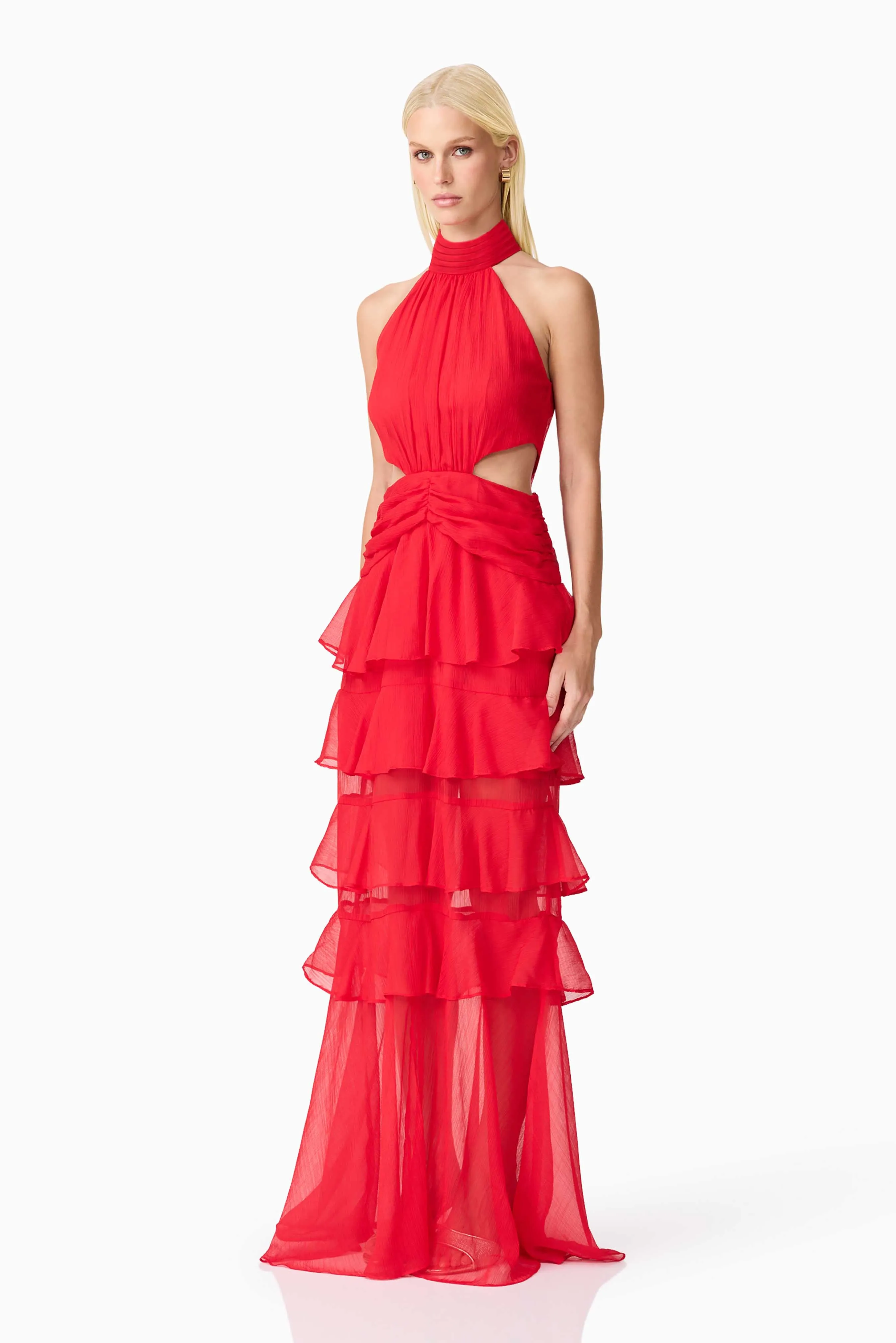 Lilja Halter Neck Maxi Dress in Red sold by Elliatt product image thumbnail 4