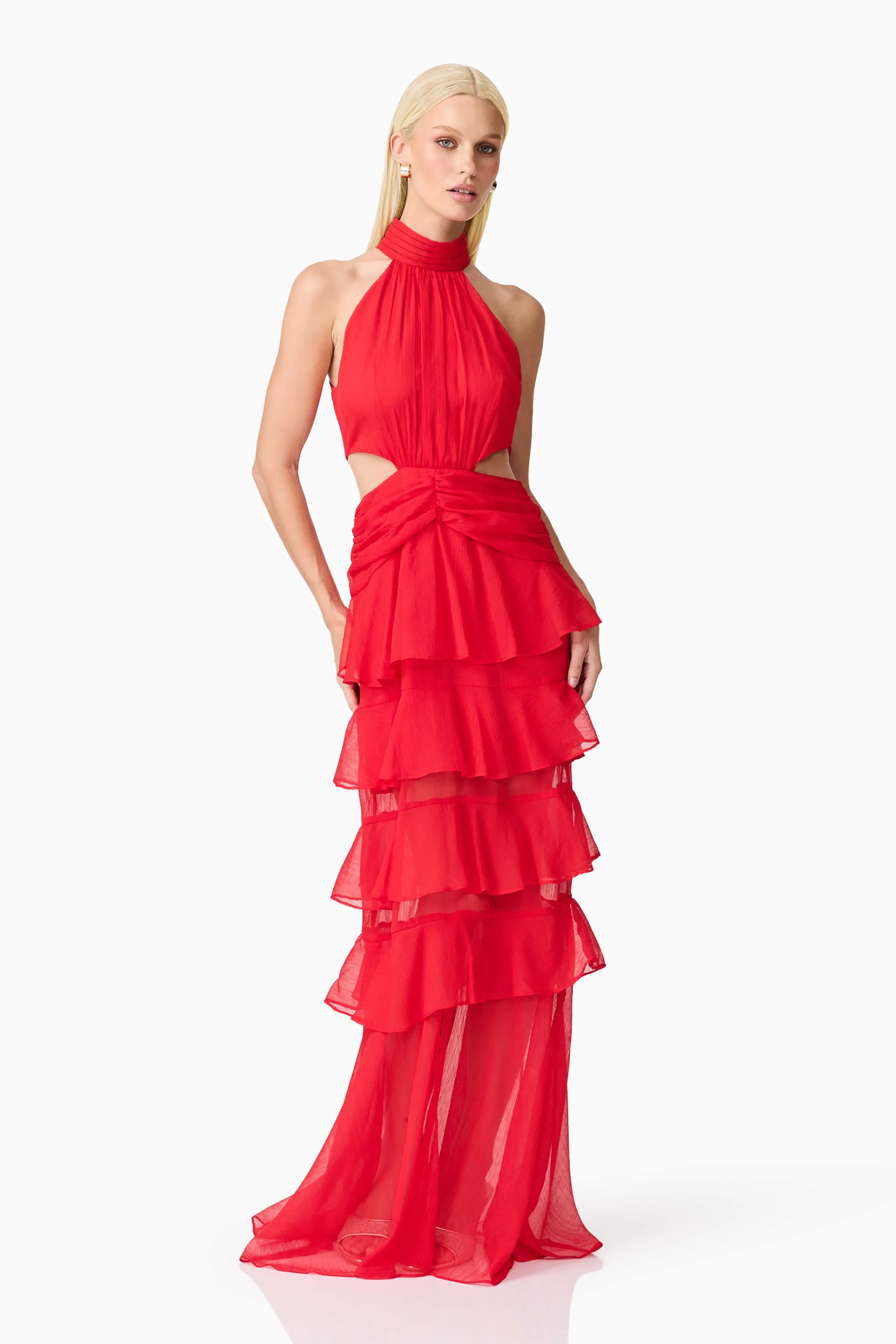 Lilja Halter Neck Maxi Dress in Red sold by Elliatt product image thumbnail 5
