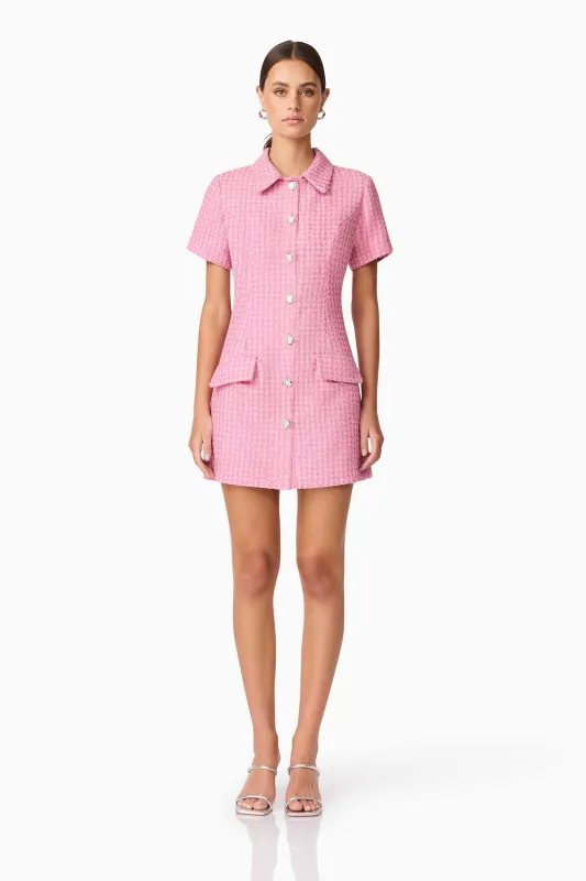 Alia Short Sleeve Mini Dress in Pink sold by Elliatt