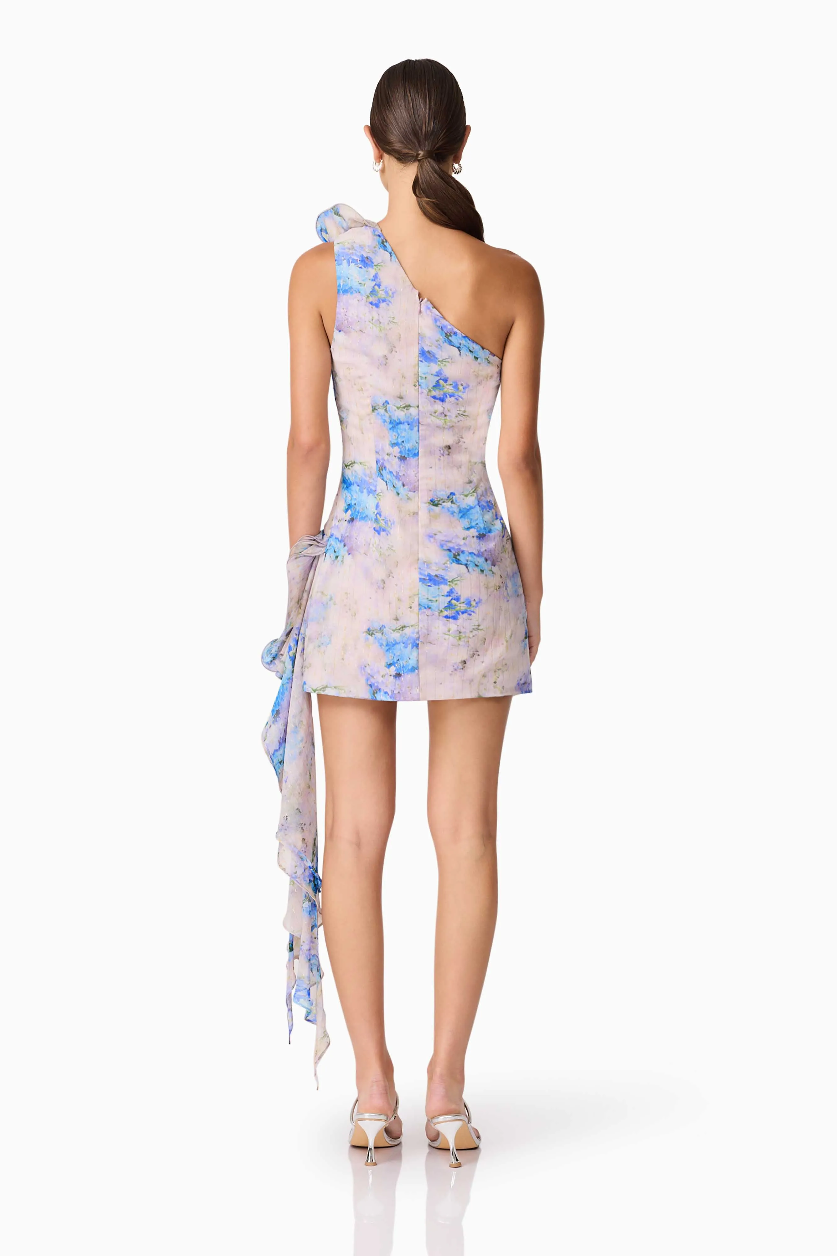 Briony Asymmetrical Mini Dress in Pink & Blue Floral sold by Elliatt product image thumbnail 5