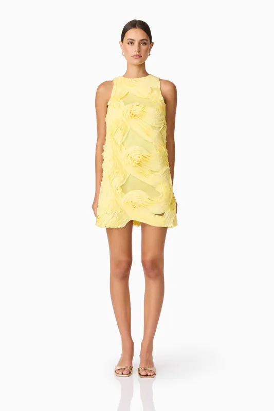 Asher Mini Shift Dress in Yellow sold by Elliatt