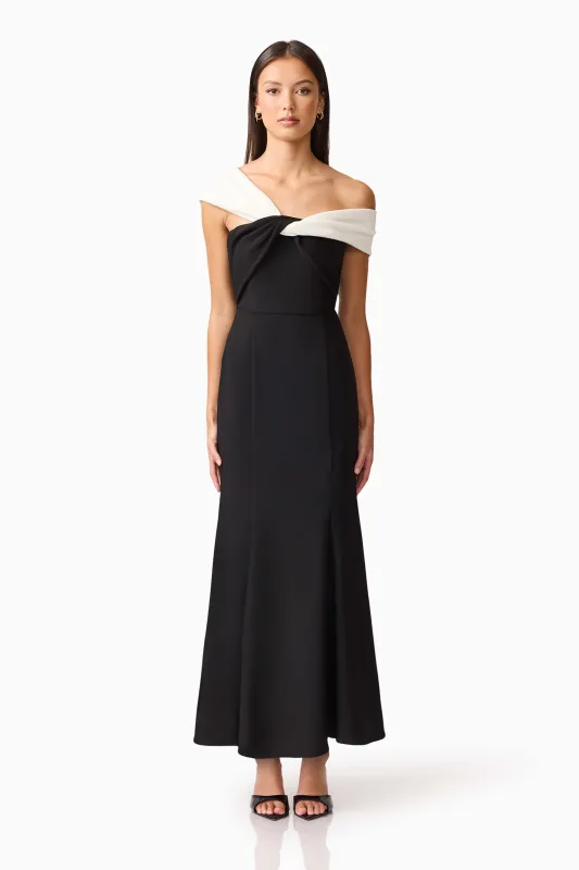 Ruby Off The Shoulder Gown in Black made by Elliatt