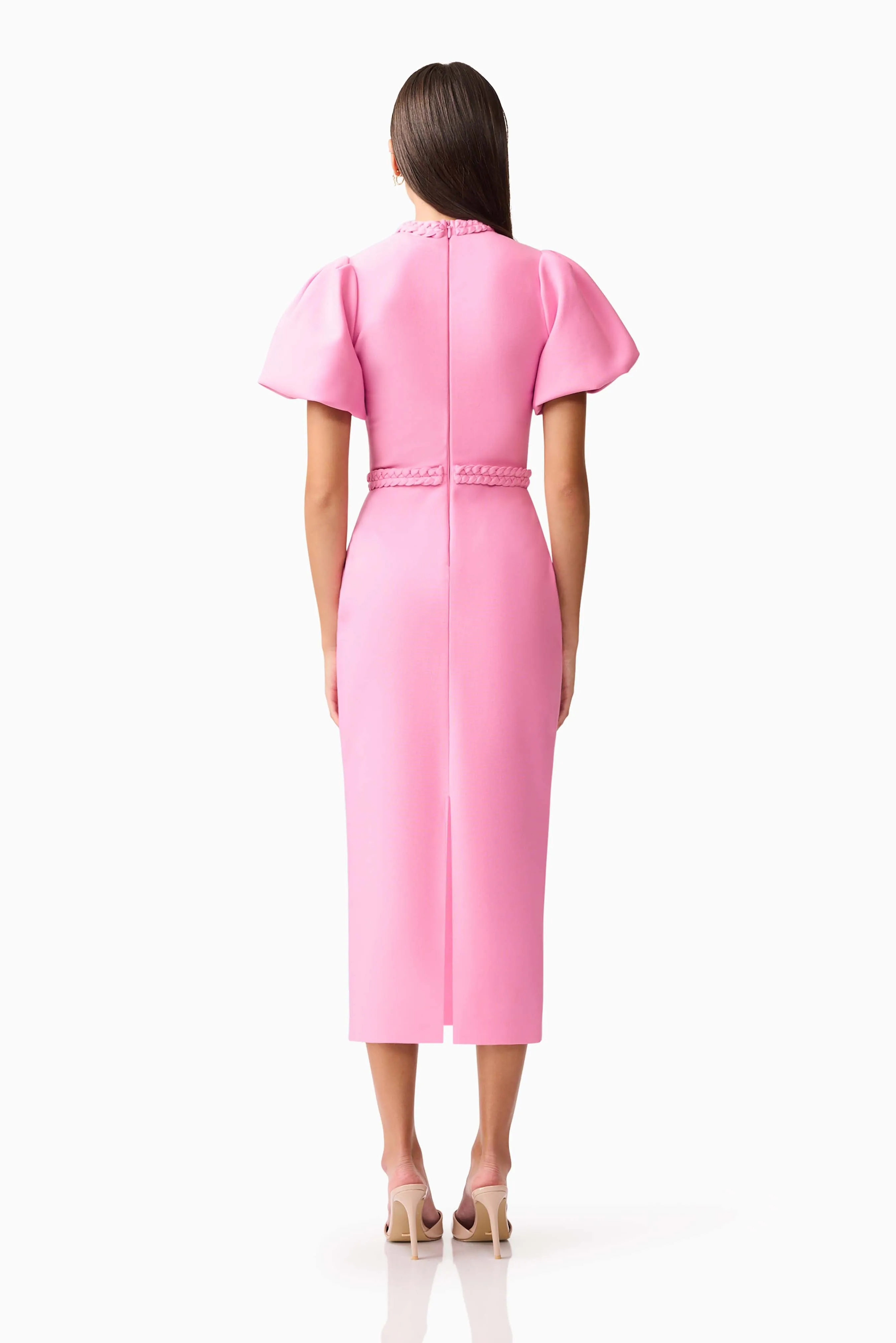 Coralene Puff Sleeve Midi Dress in Pink sold by Elliatt product image thumbnail 5