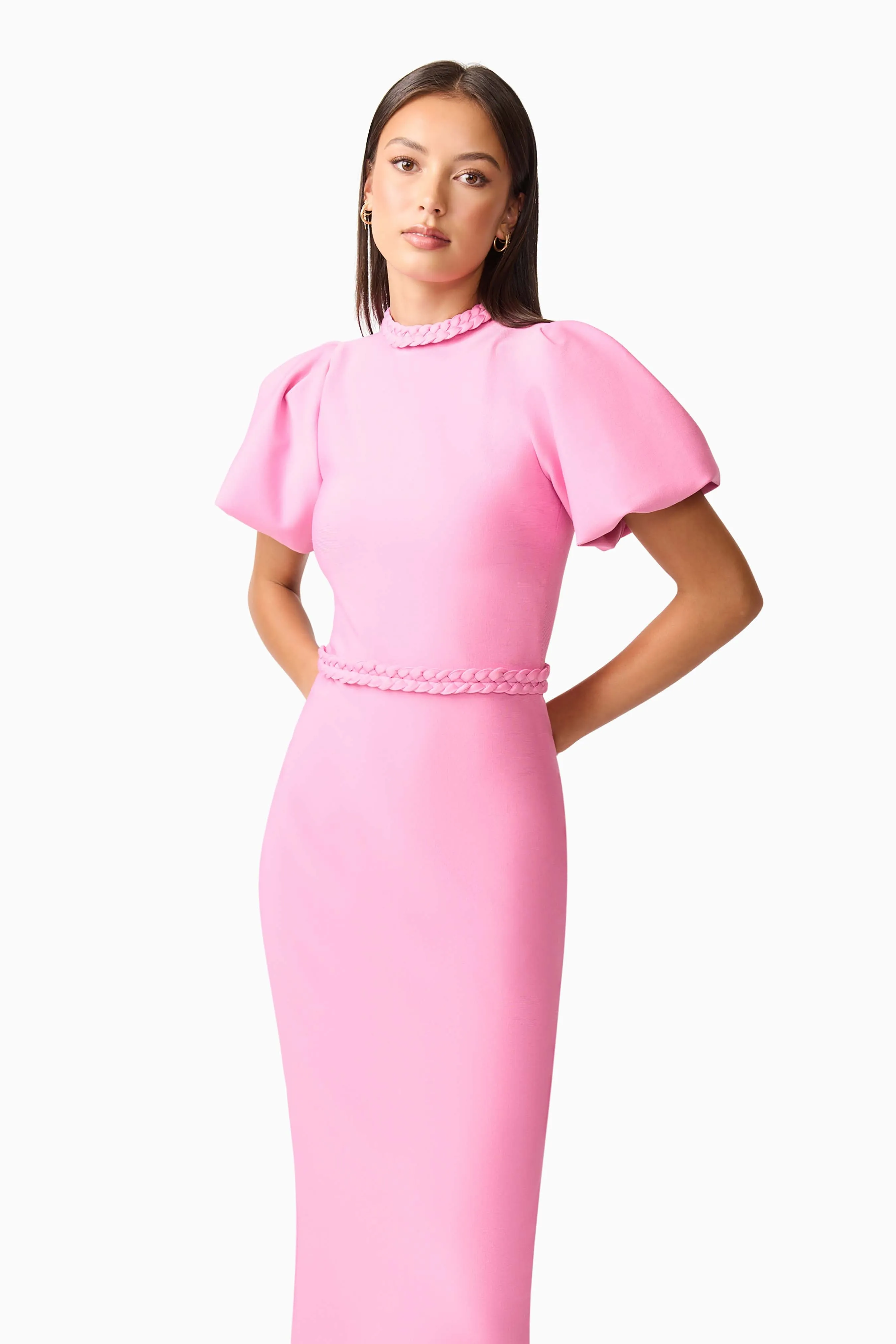 Coralene Puff Sleeve Midi Dress in Pink sold by Elliatt product image thumbnail 2