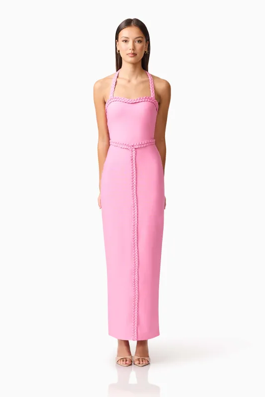 Coralene Halter Gown in Pink made by Elliatt
