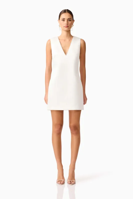 Livia Shift Mini Dress in White sold by Elliatt