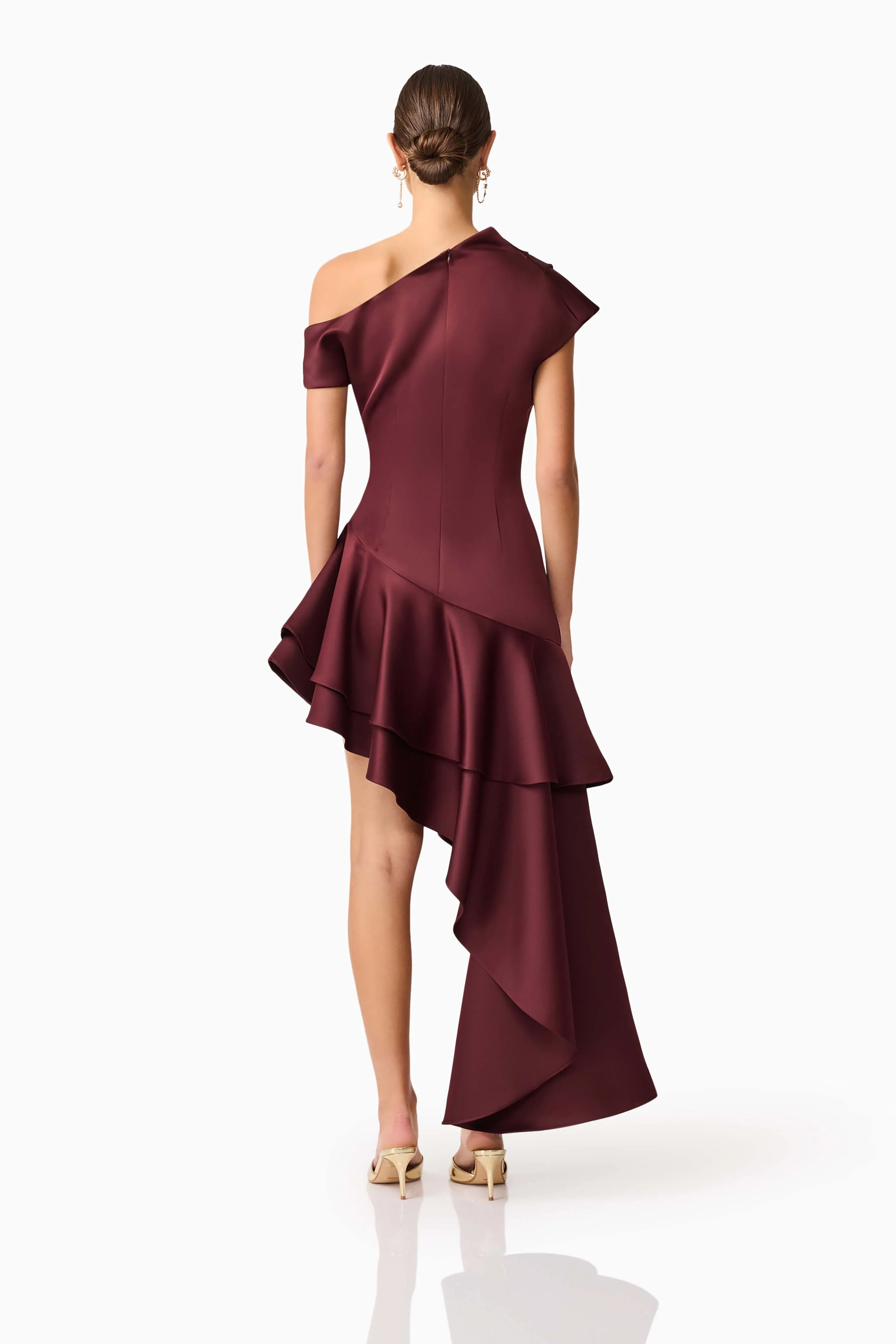 Livia Asymmetrical Gown in Burgundy sold by Elliatt product image thumbnail 5