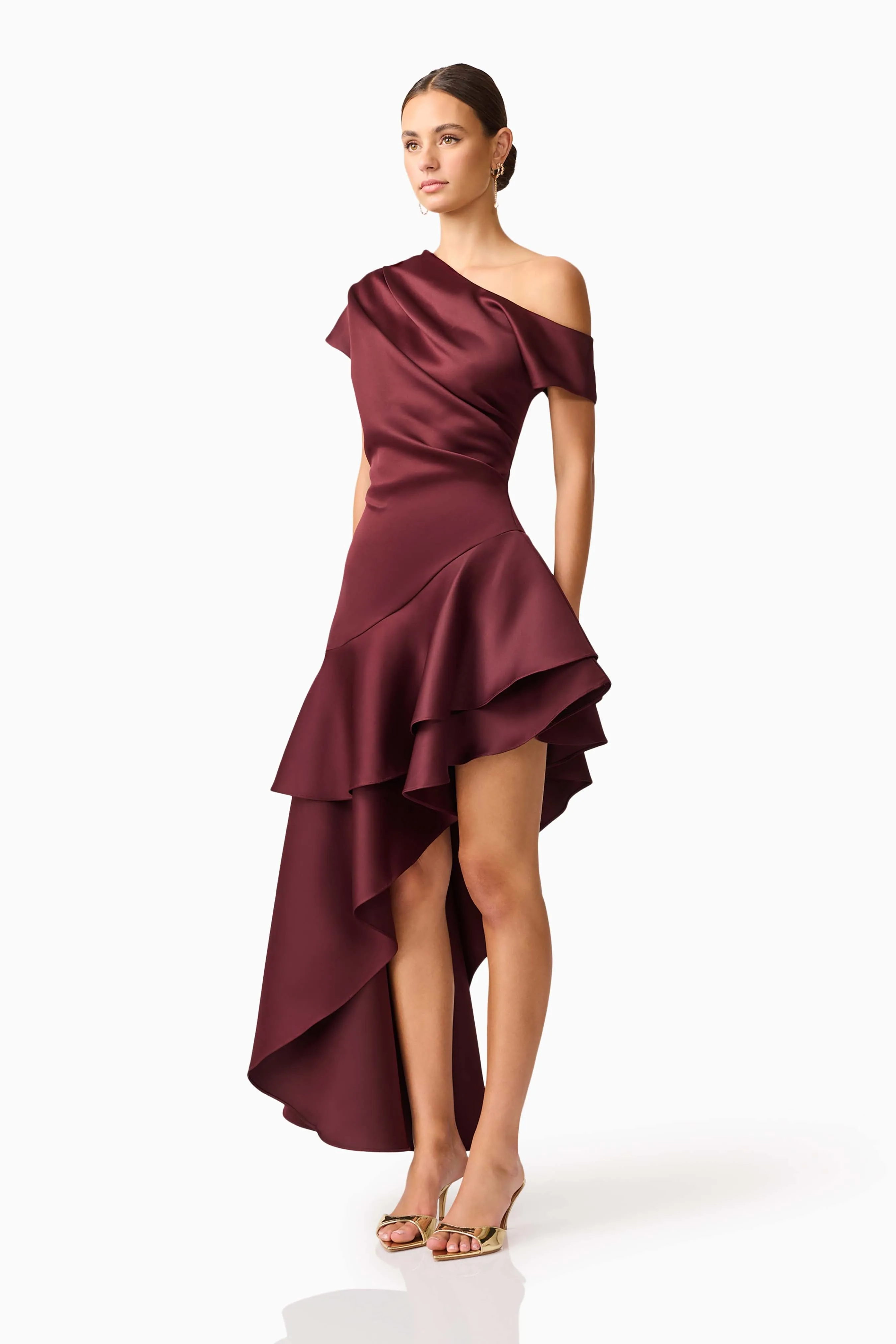 Livia Asymmetrical Gown in Burgundy sold by Elliatt product image thumbnail 3