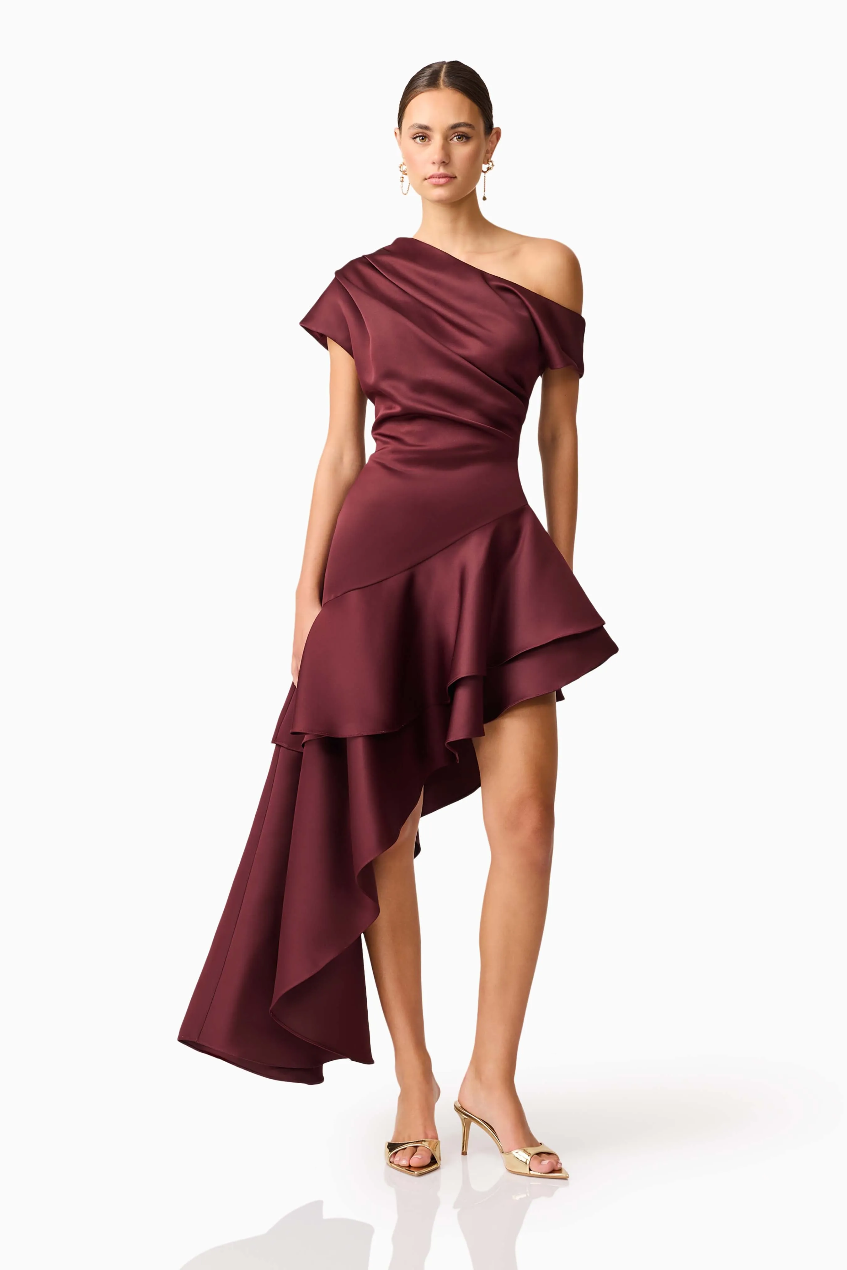 Livia Asymmetrical Gown in Burgundy sold by Elliatt product image thumbnail 4