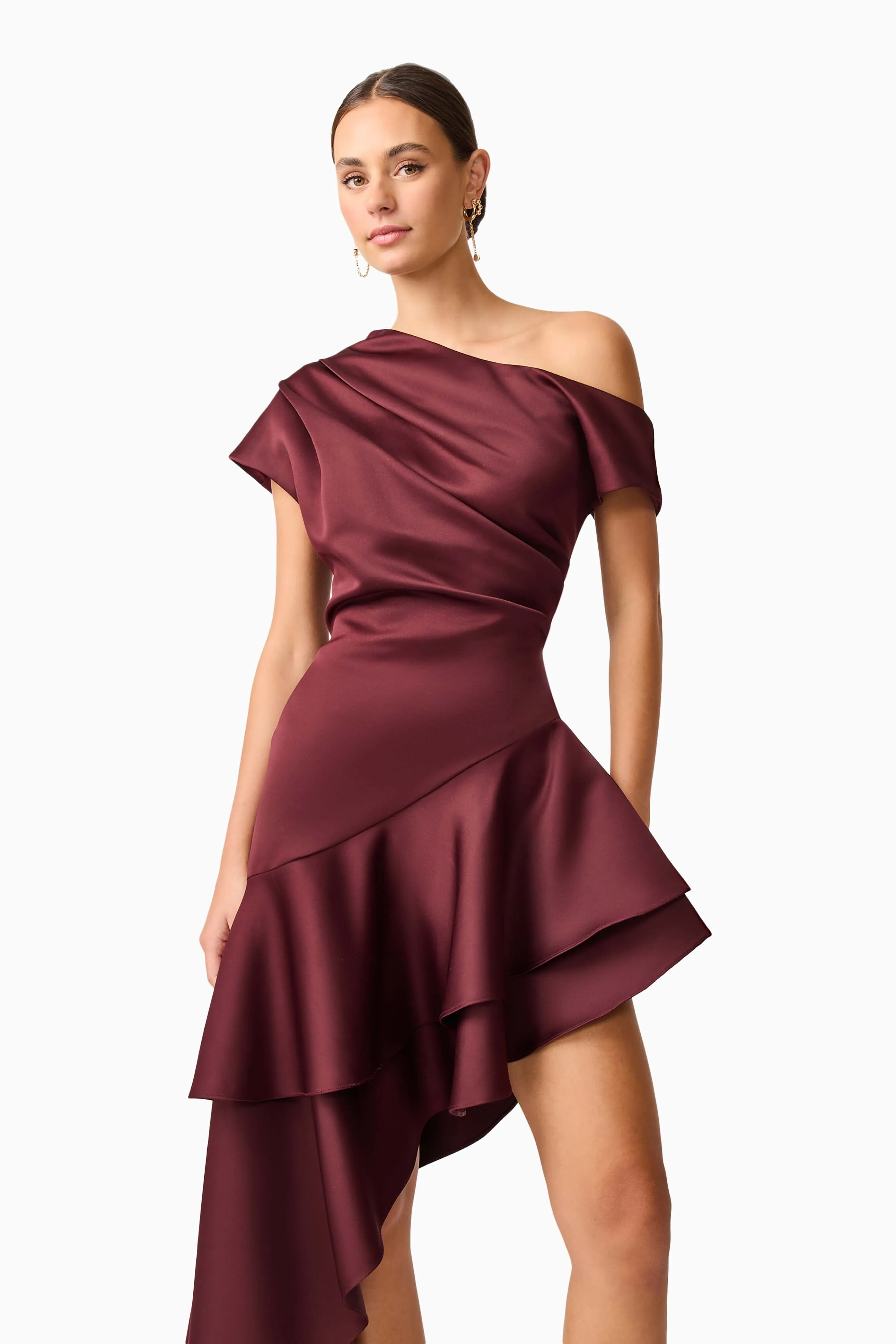 Livia Asymmetrical Gown in Burgundy sold by Elliatt product image thumbnail 2