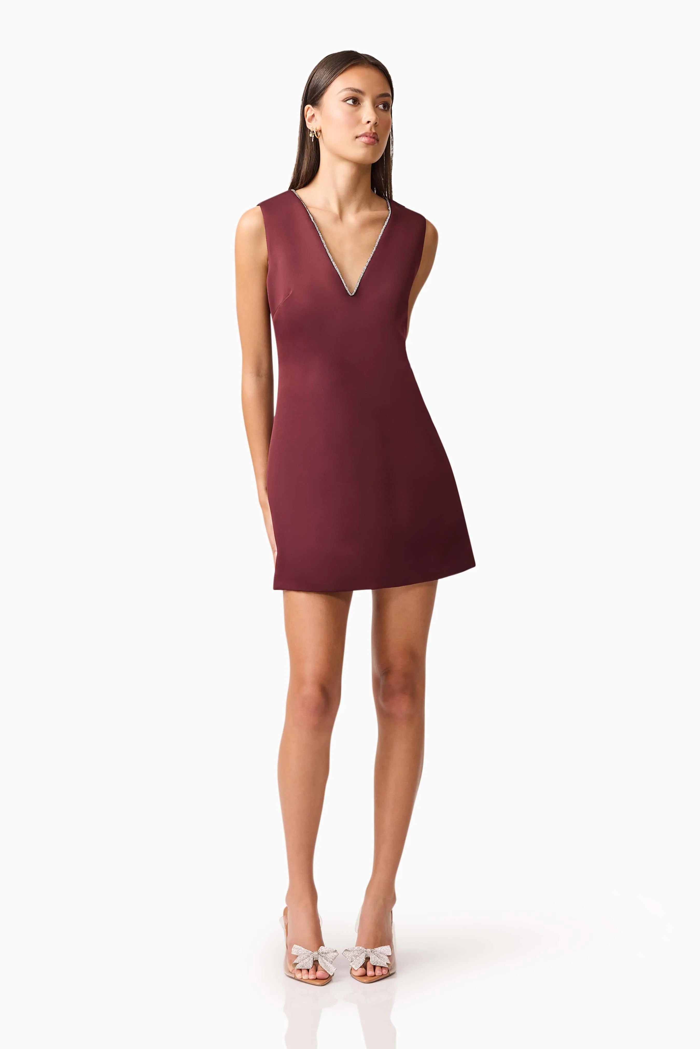 Livia Shift Mini Dress in Burgundy sold by Elliatt product image thumbnail 4