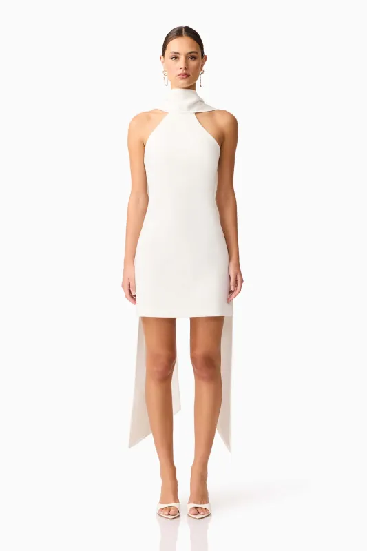 Mira Halter Mini Dress in White sold by Elliatt