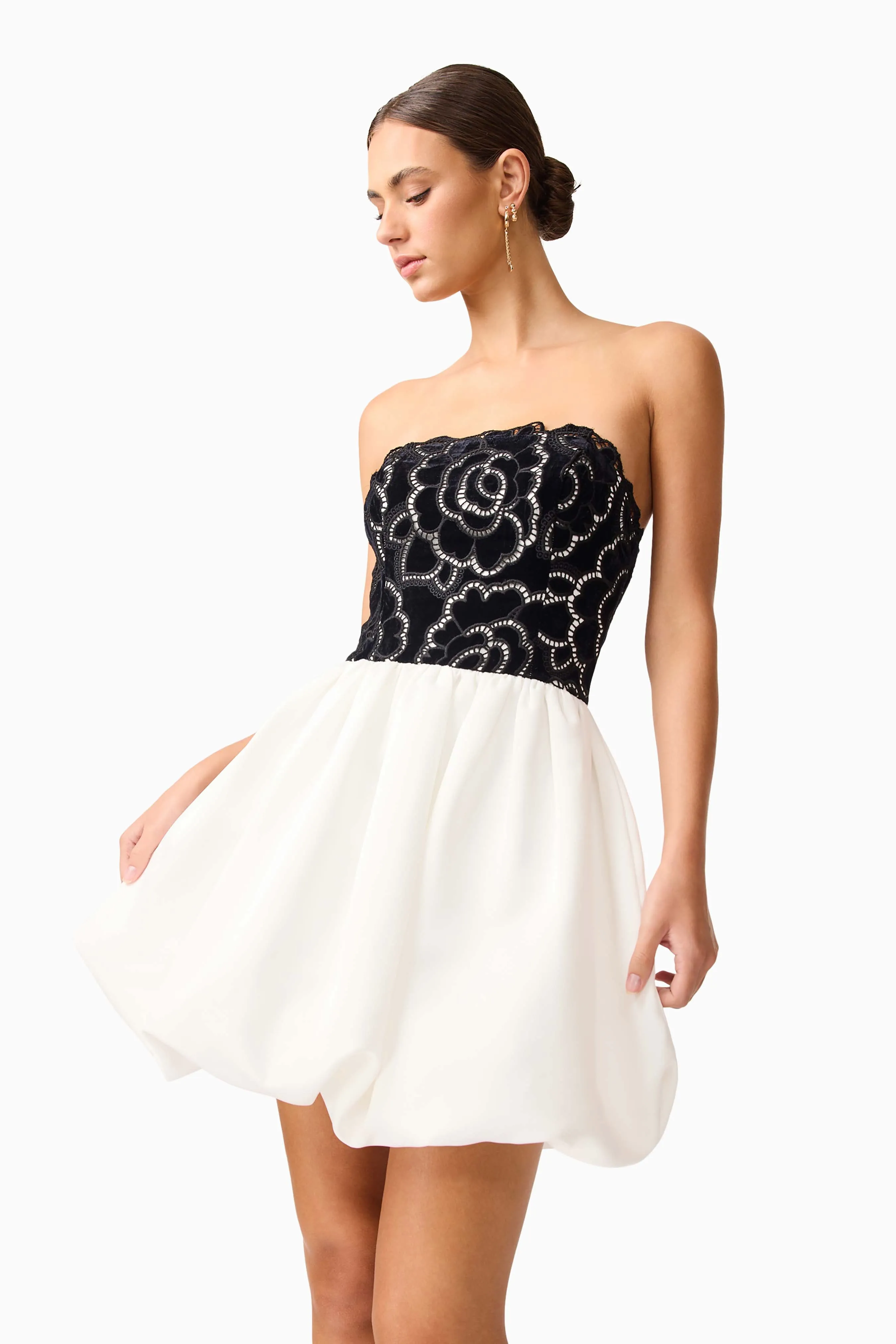 Eris Strapless Mini Dress in Black & White sold by Elliatt product image thumbnail 2