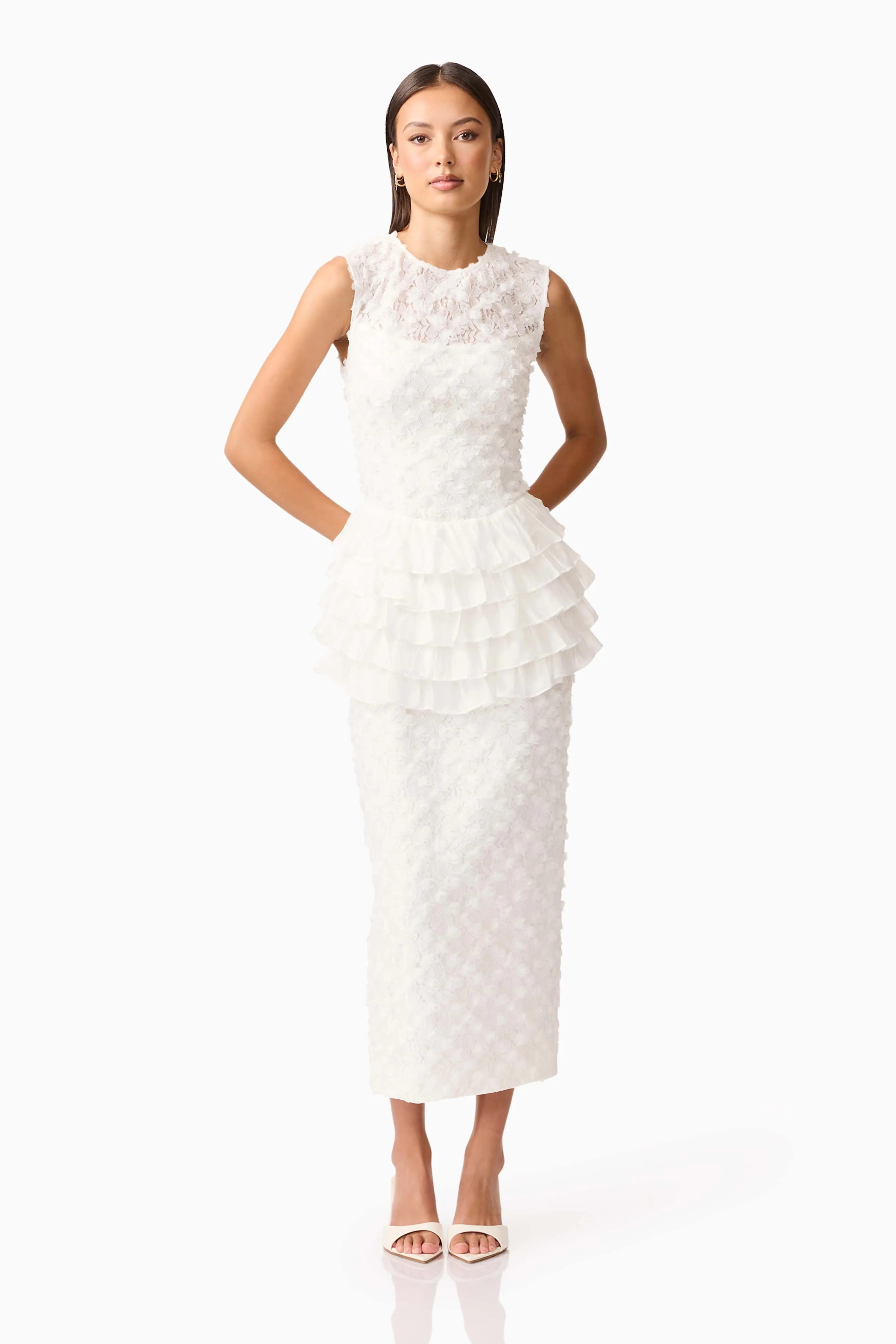 Athena Lace Midi Dress in White sold by Elliatt product image thumbnail 4