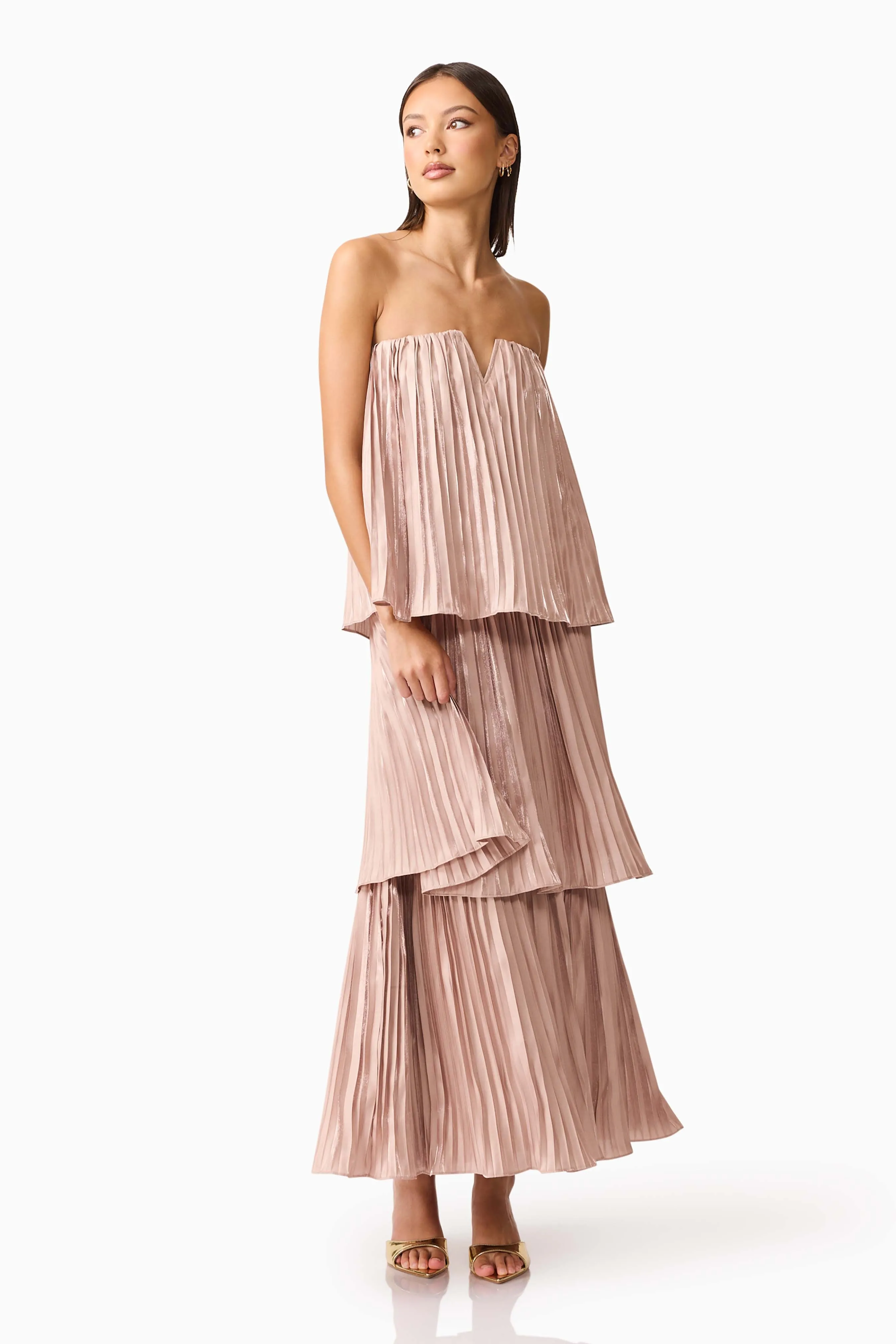 Lison Tiered Strapless Gown in Pink sold by Elliatt product image thumbnail 5