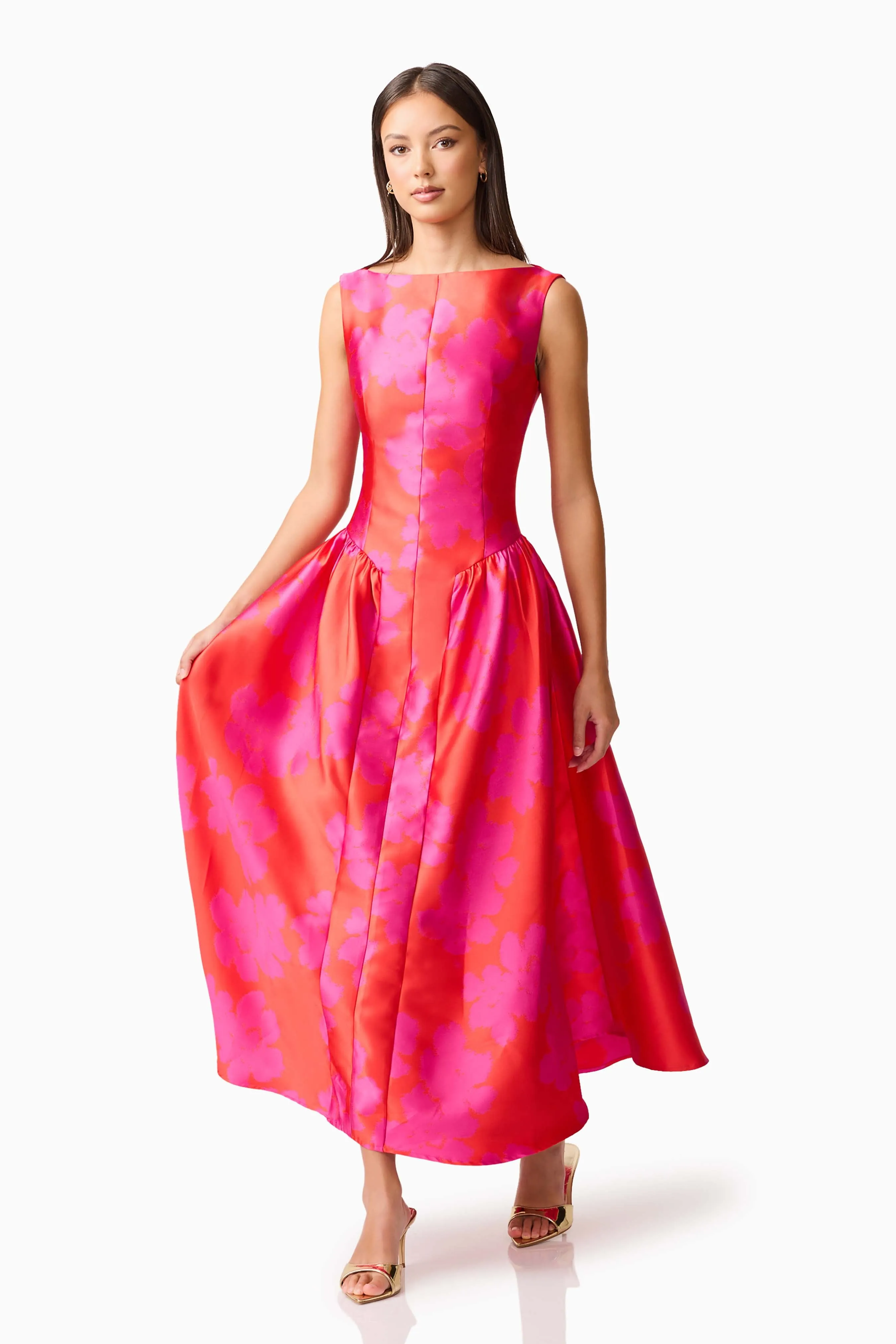 Eloise A-Line Midi Dress in Pink & Red sold by Elliatt product image thumbnail 3