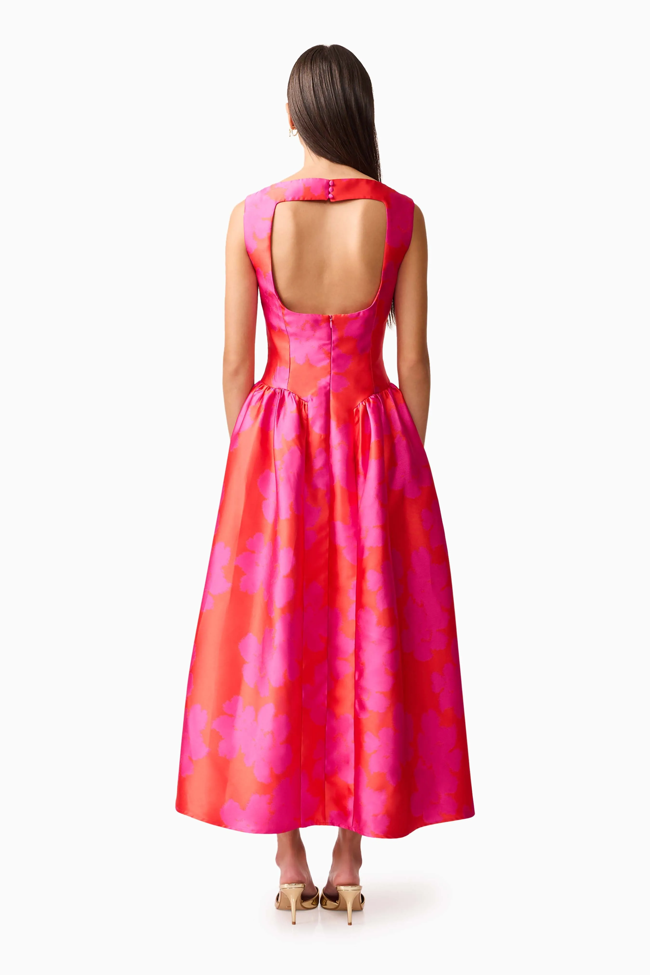 Eloise A-Line Midi Dress in Pink & Red sold by Elliatt product image thumbnail 4