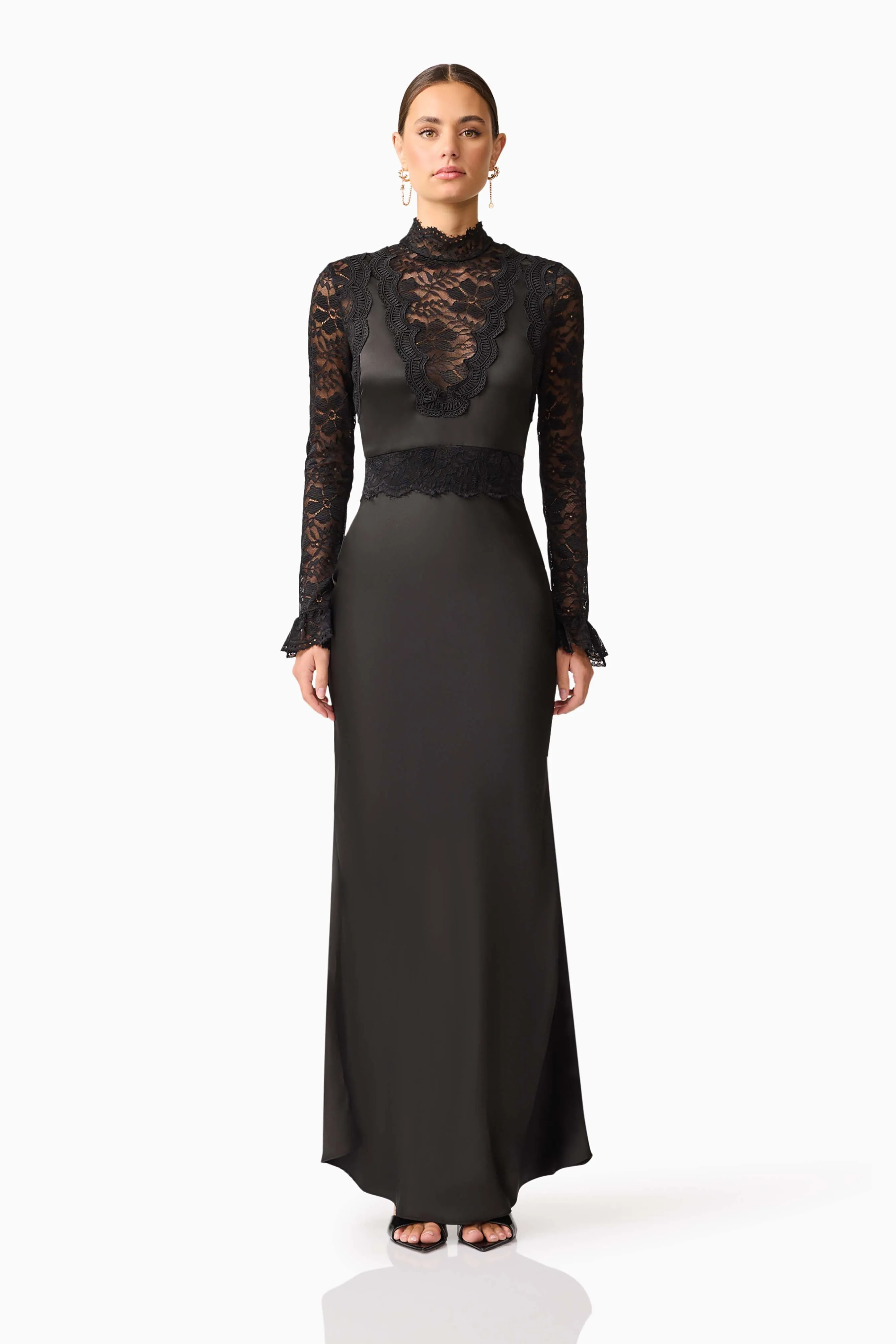 Margot Long Sleeve Gown in Black sold by Elliatt