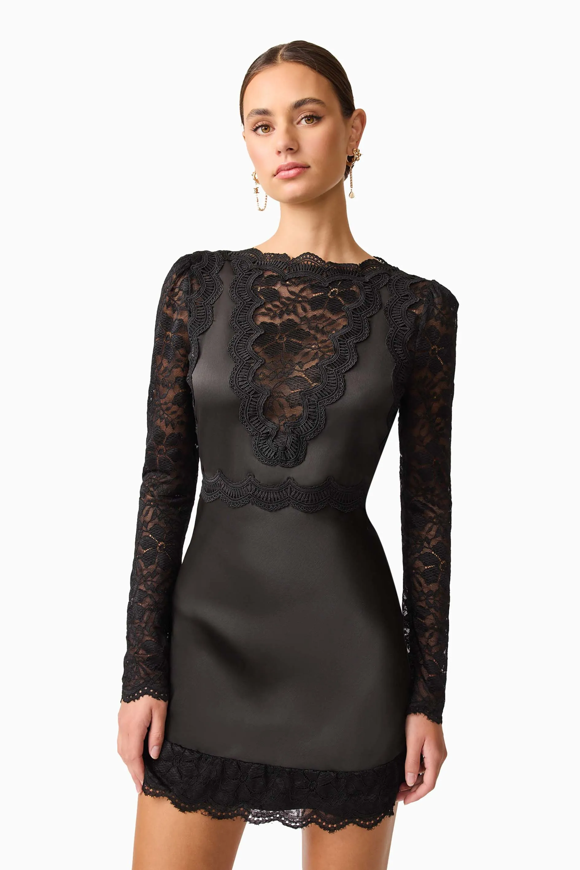 Margot Long Sleeve Mini Dress in Black sold by Elliatt product image thumbnail 2