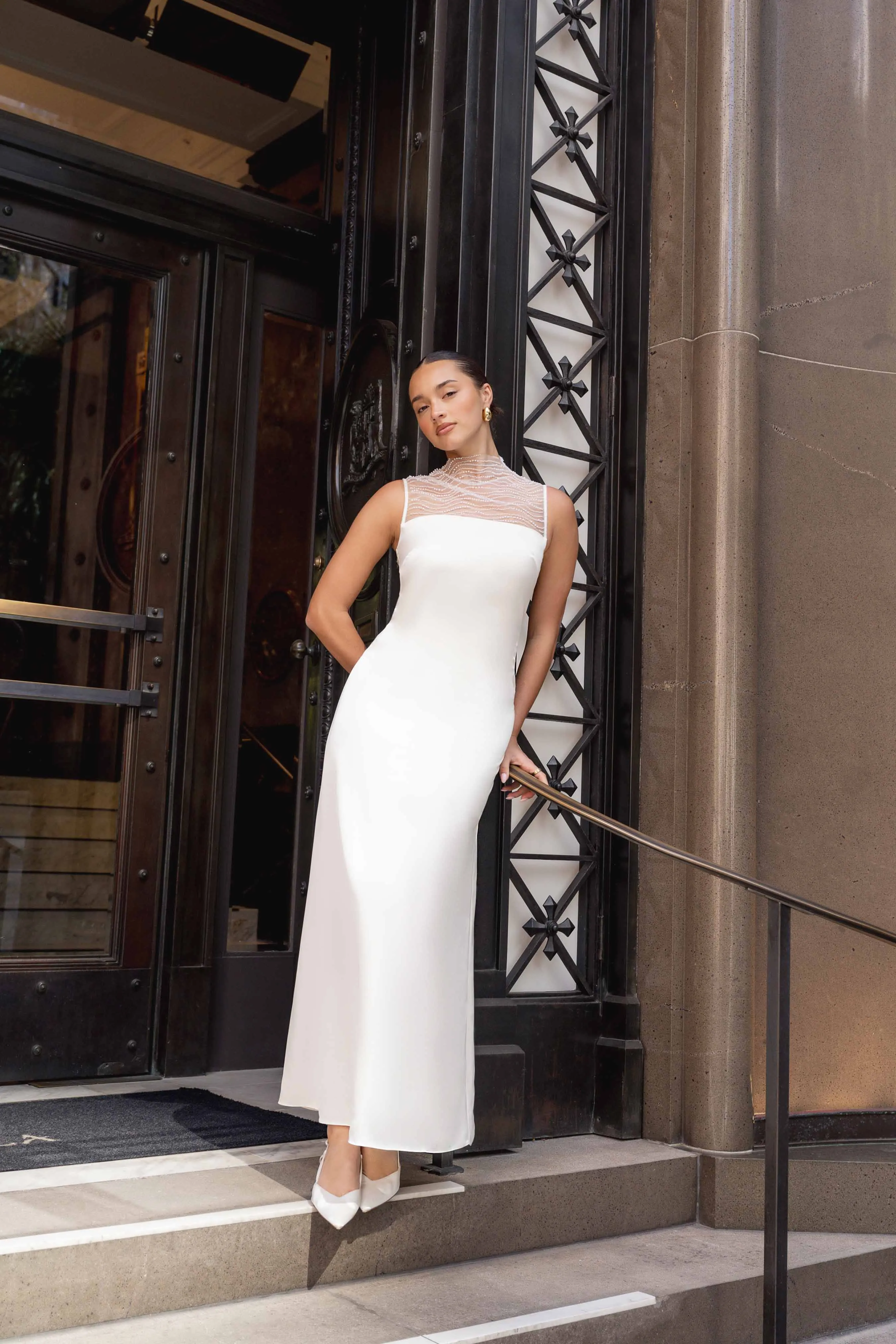 Margot Satin Gown in White sold by Elliatt product image thumbnail 2