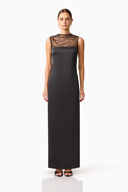 Margot Satin Gown in black sold by Elliatt