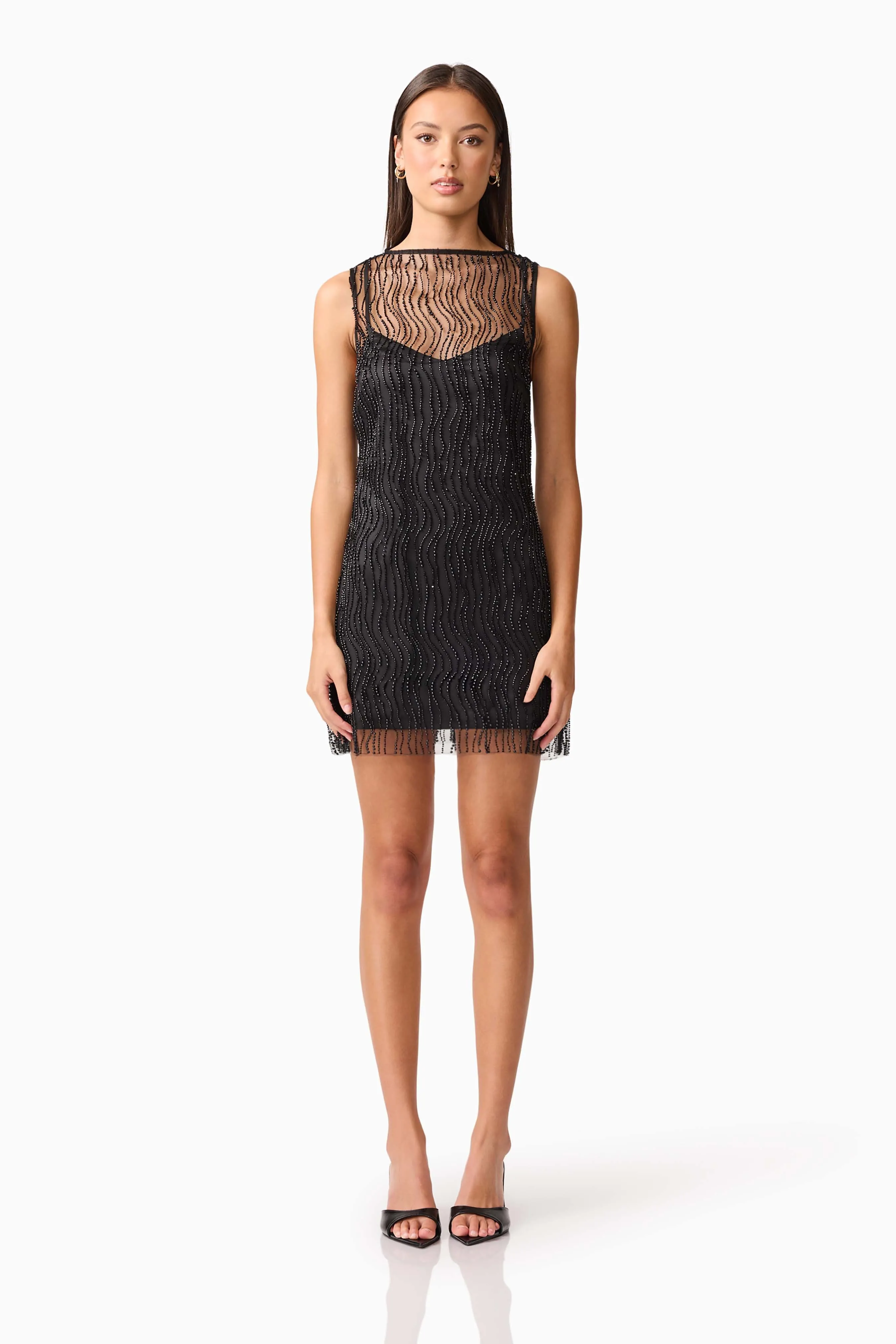 Margot Party Shift Mini Dress in Black sold by Elliatt