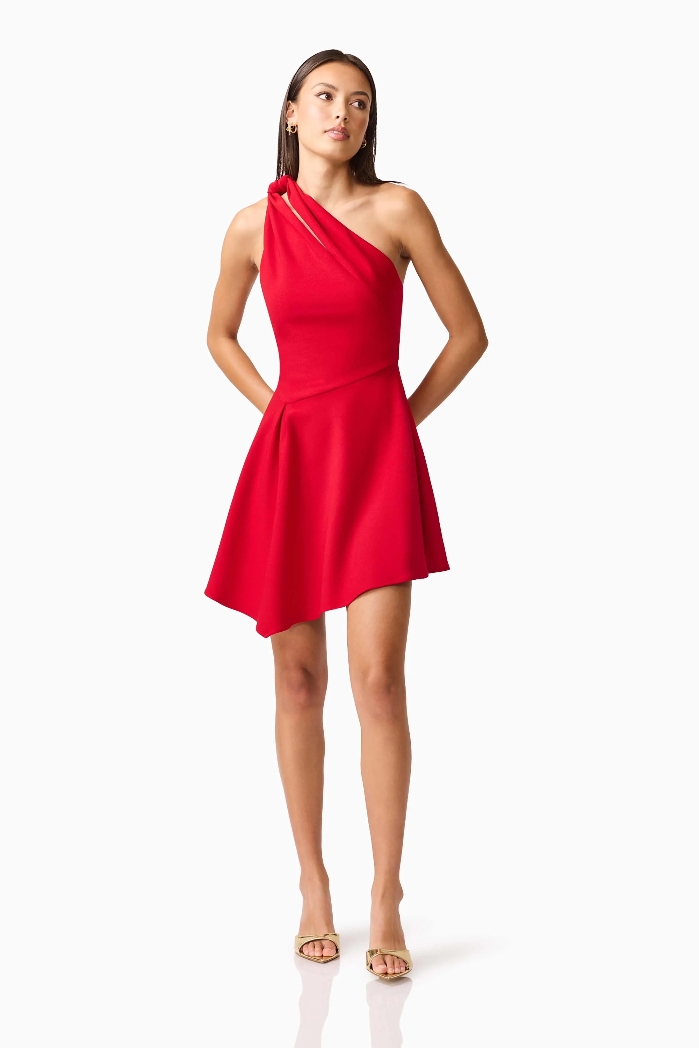 Lila Asymmetrical Mini Dress in Red sold by Elliatt product image thumbnail 4