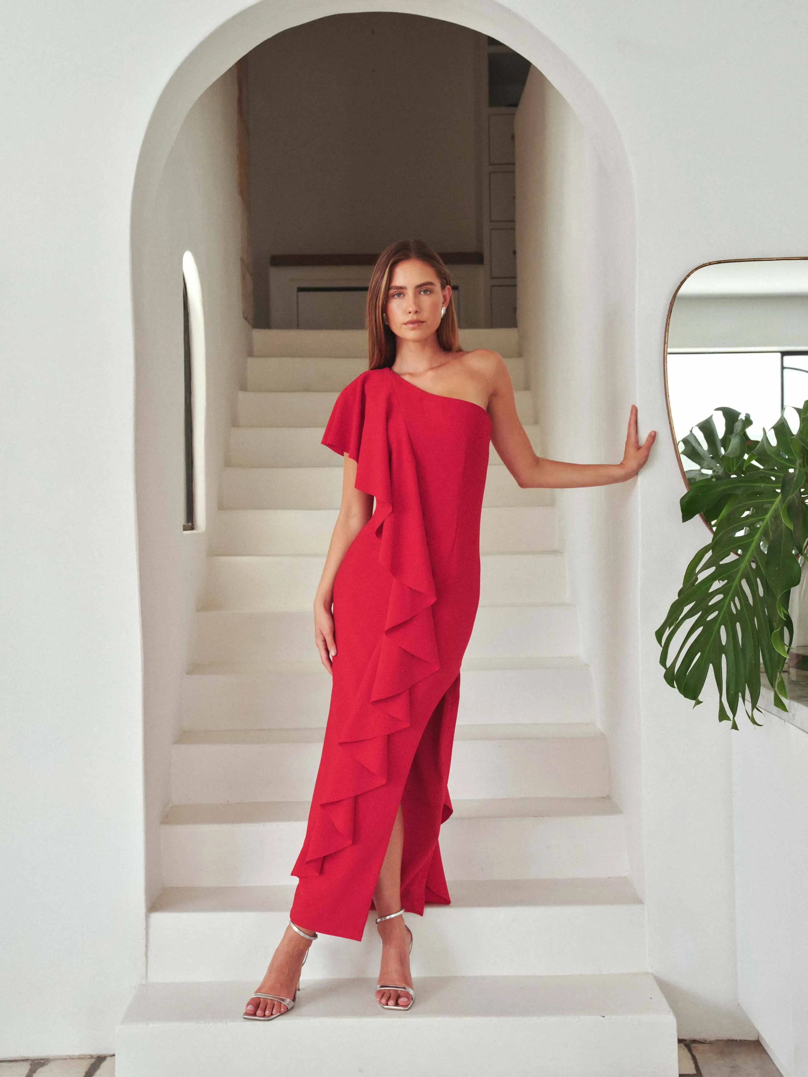Lila Asymmetrical Gown in Red sold by Elliatt product image thumbnail 2