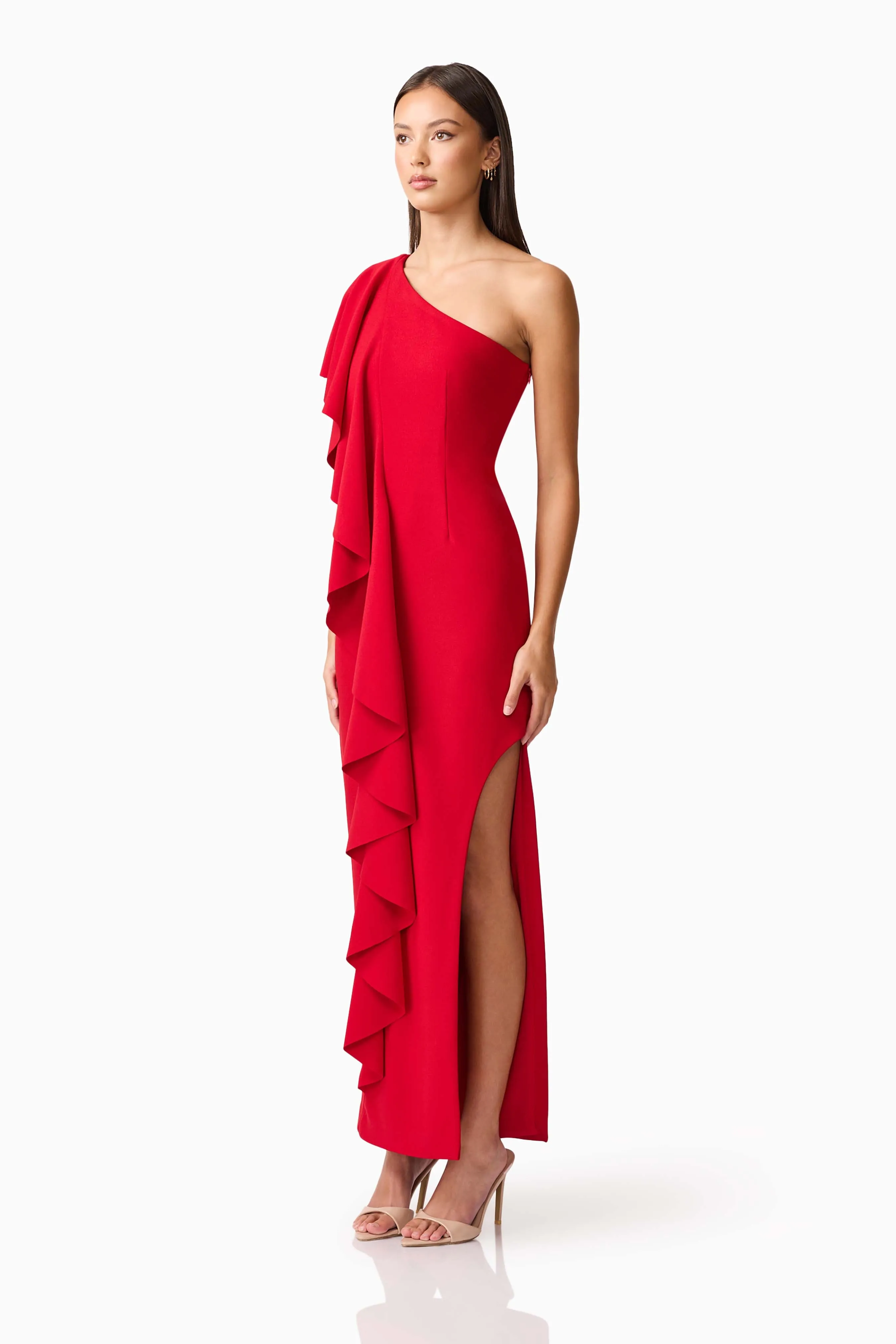 Lila Asymmetrical Gown in Red sold by Elliatt product image thumbnail 3