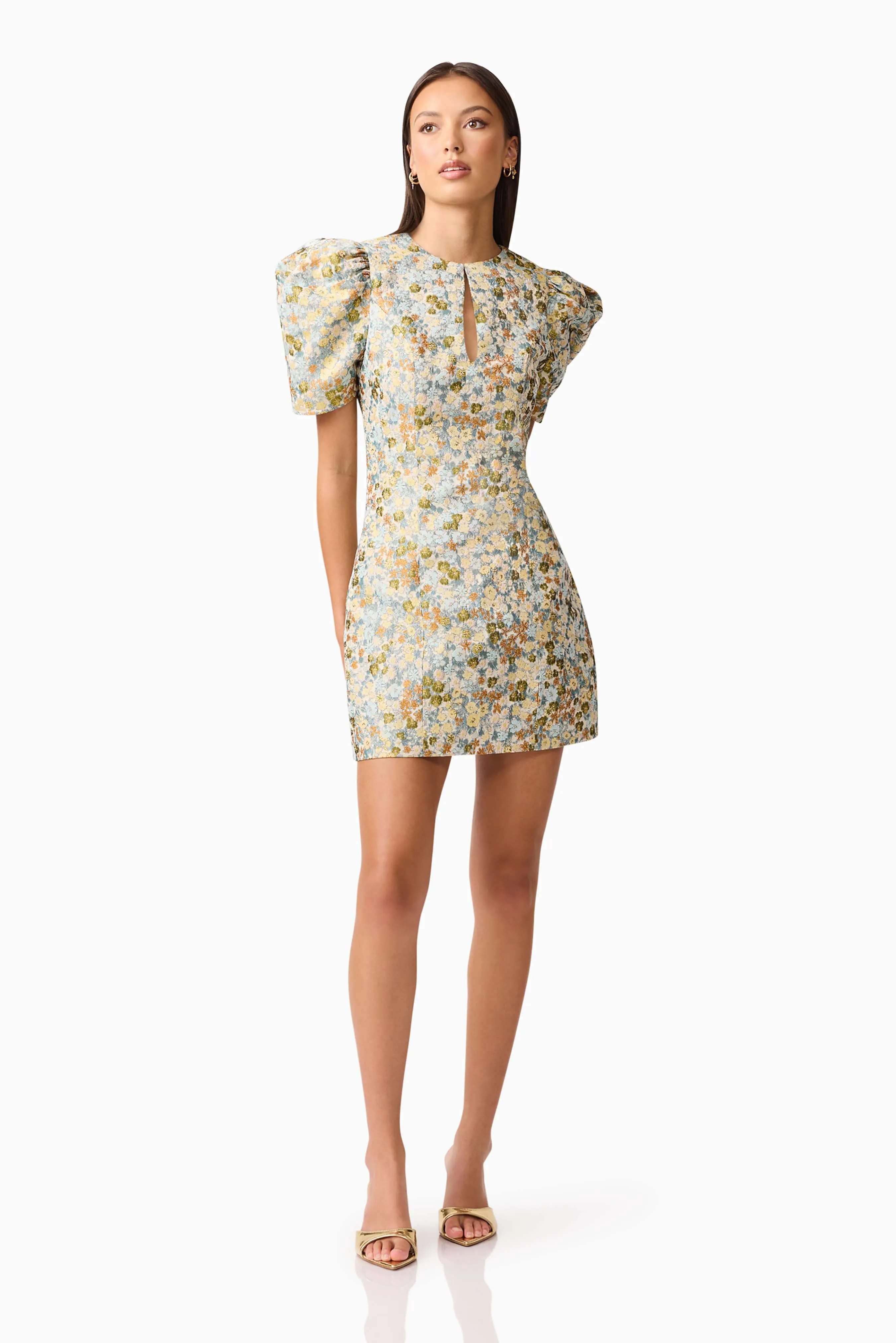 Tasmin Puff Sleeve Mini Dress in Blue & Yellow Floral sold by Elliatt product image thumbnail 4
