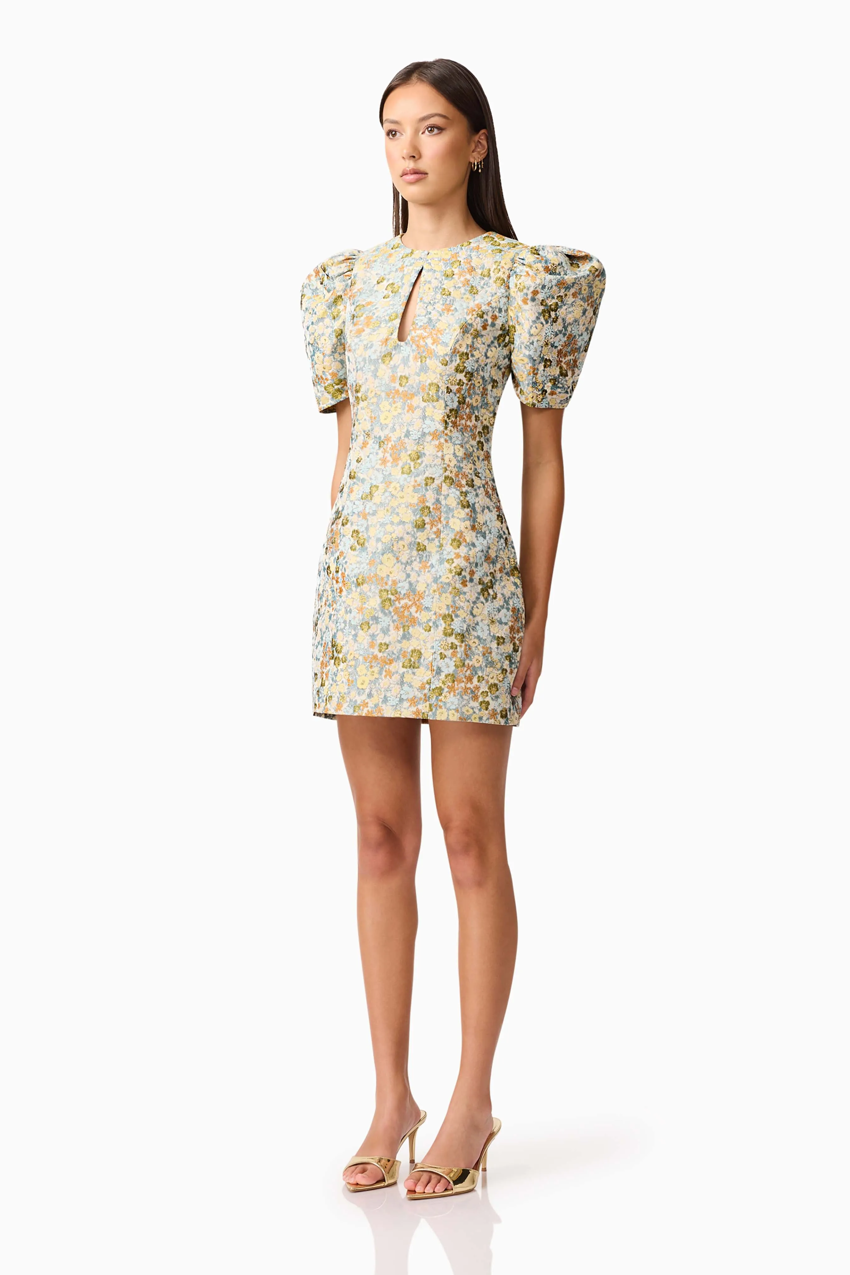 Tasmin Puff Sleeve Mini Dress in Blue & Yellow Floral sold by Elliatt product image thumbnail 3
