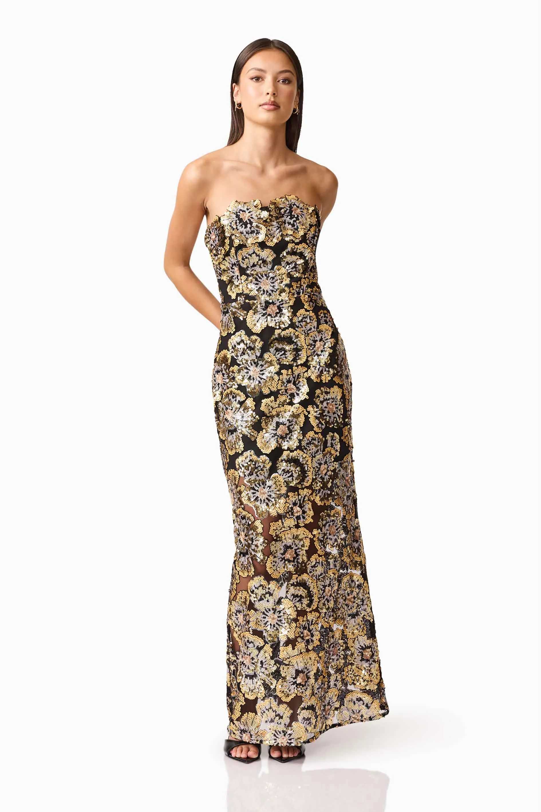 Celeste Strapless Gown in Black and Gold sold by Elliatt product image thumbnail 4