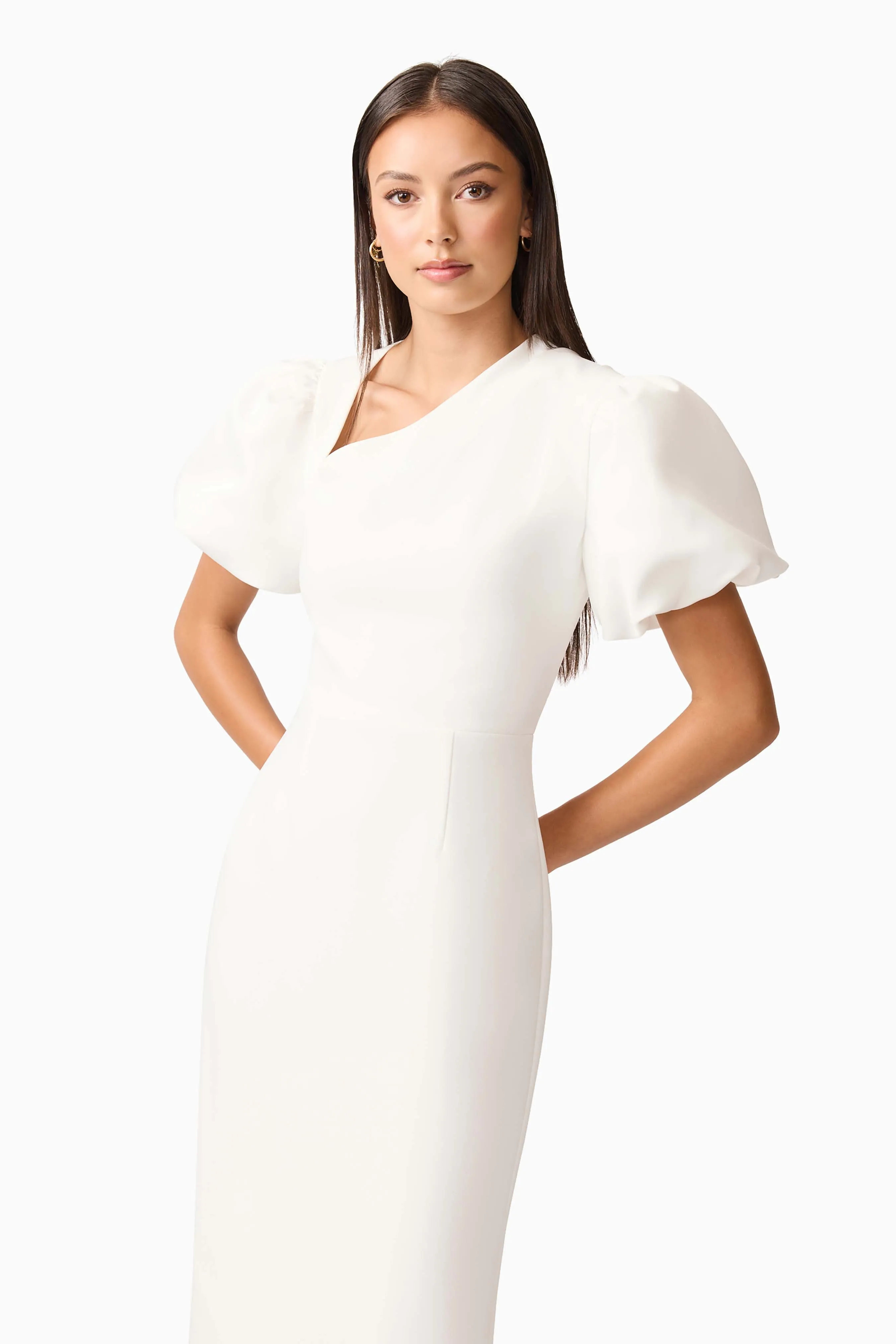 Hester Puff Sleeve Midi Dress in White sold by Elliatt product image thumbnail 2