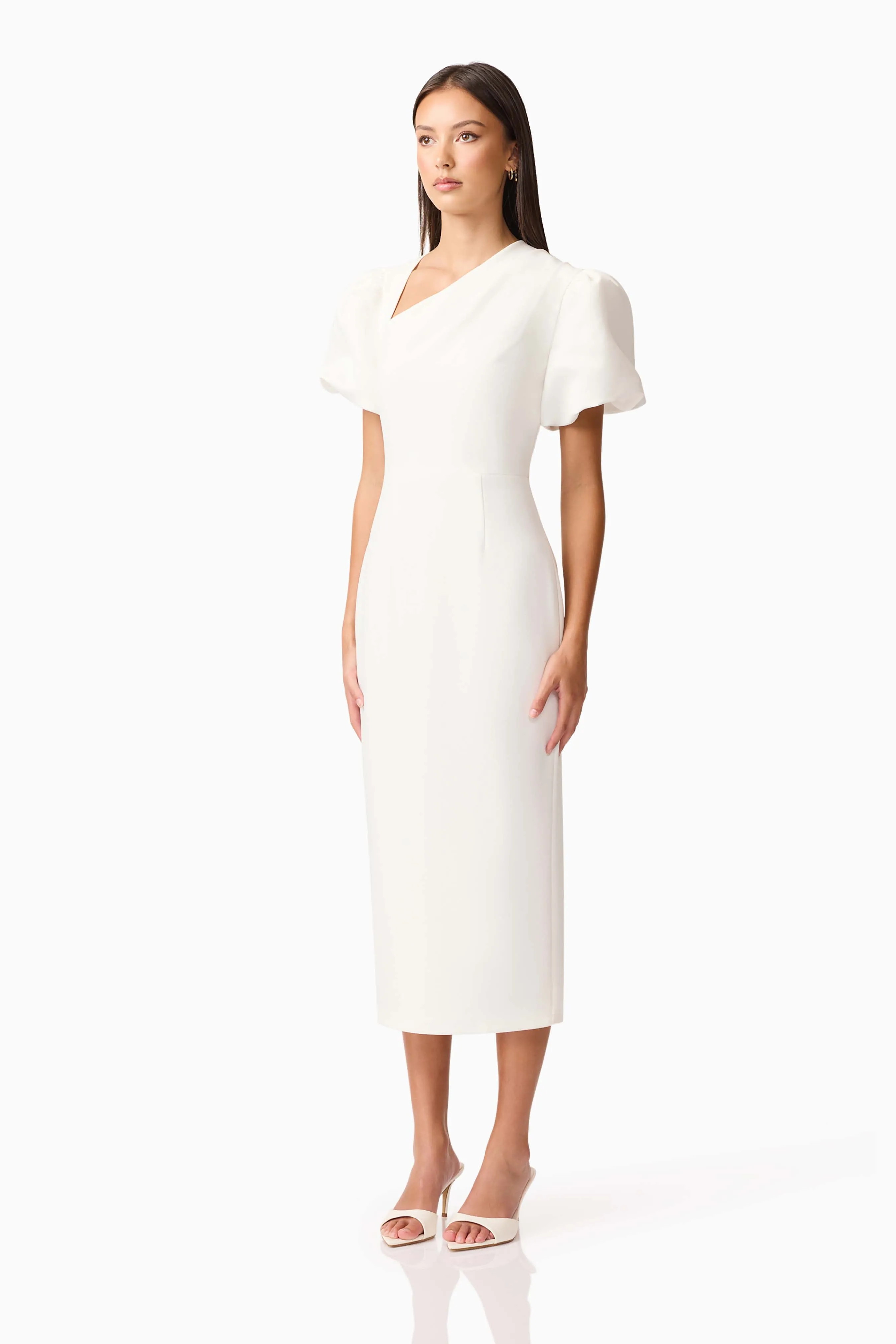 Hester Puff Sleeve Midi Dress in White sold by Elliatt product image thumbnail 3