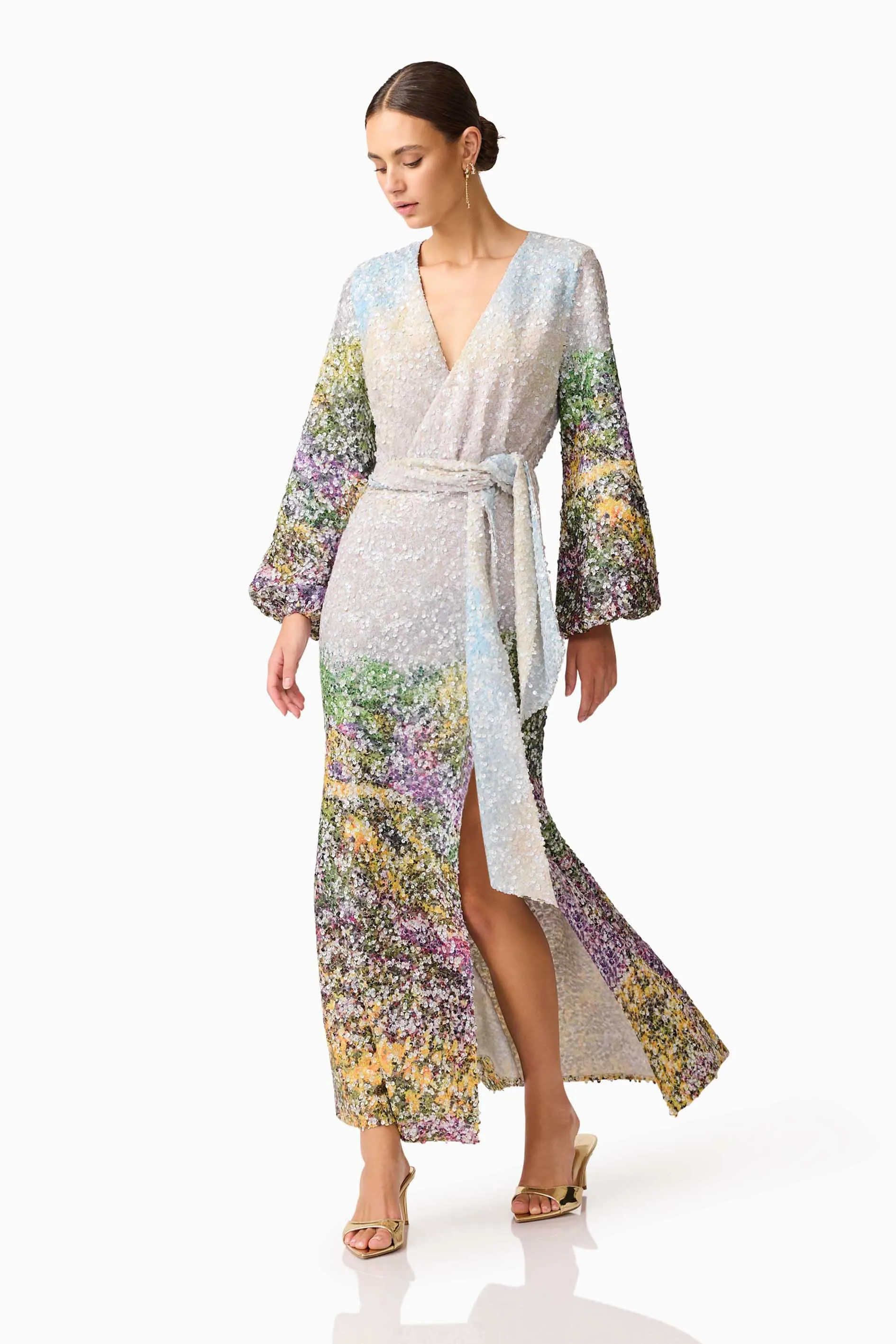 Arden Long Sleeve Gown in Multi Ombre sold by Elliatt product image thumbnail 4