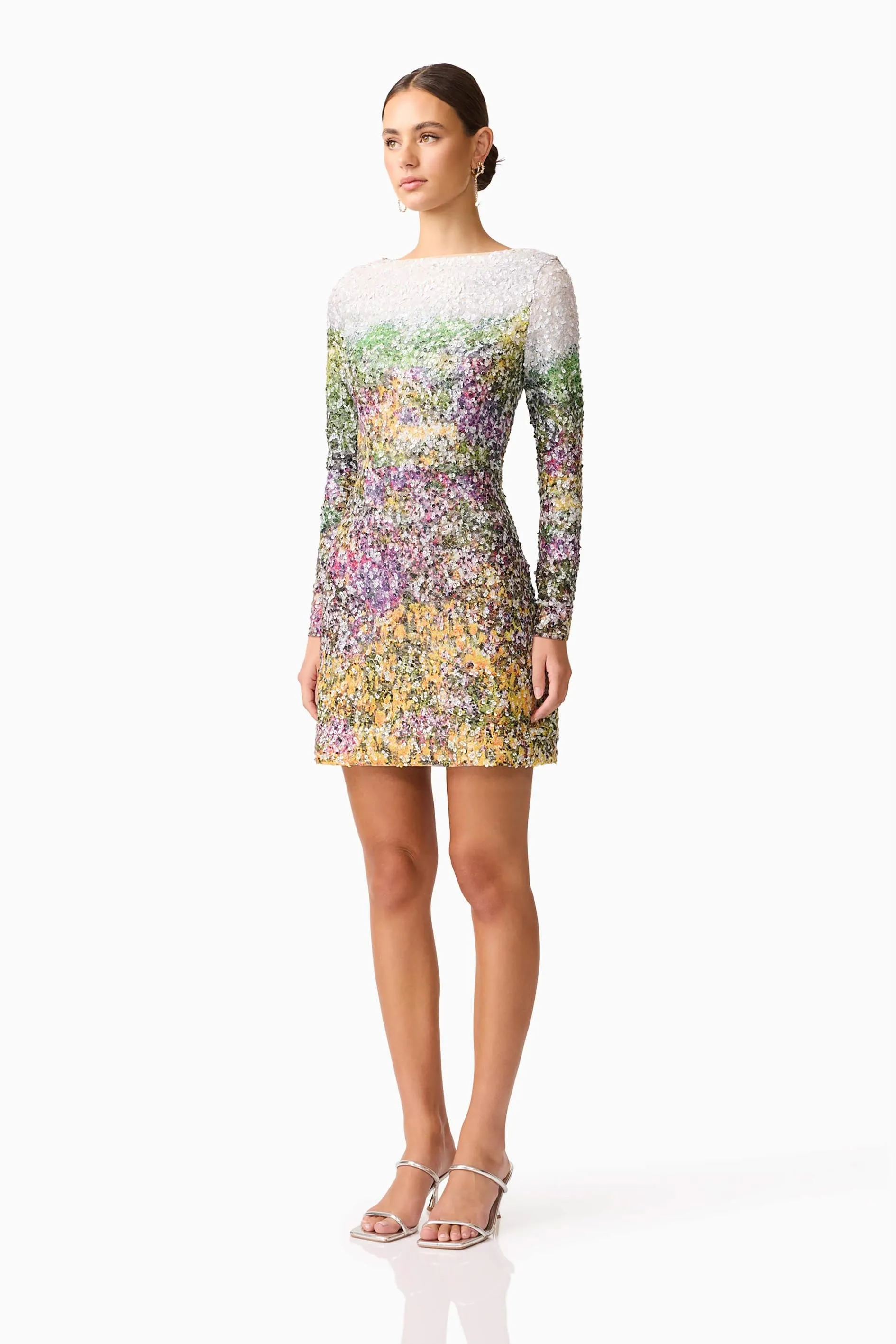 Arden Long Sleeve Mini Dress in Multi Ombre sold by Elliatt product image thumbnail 3